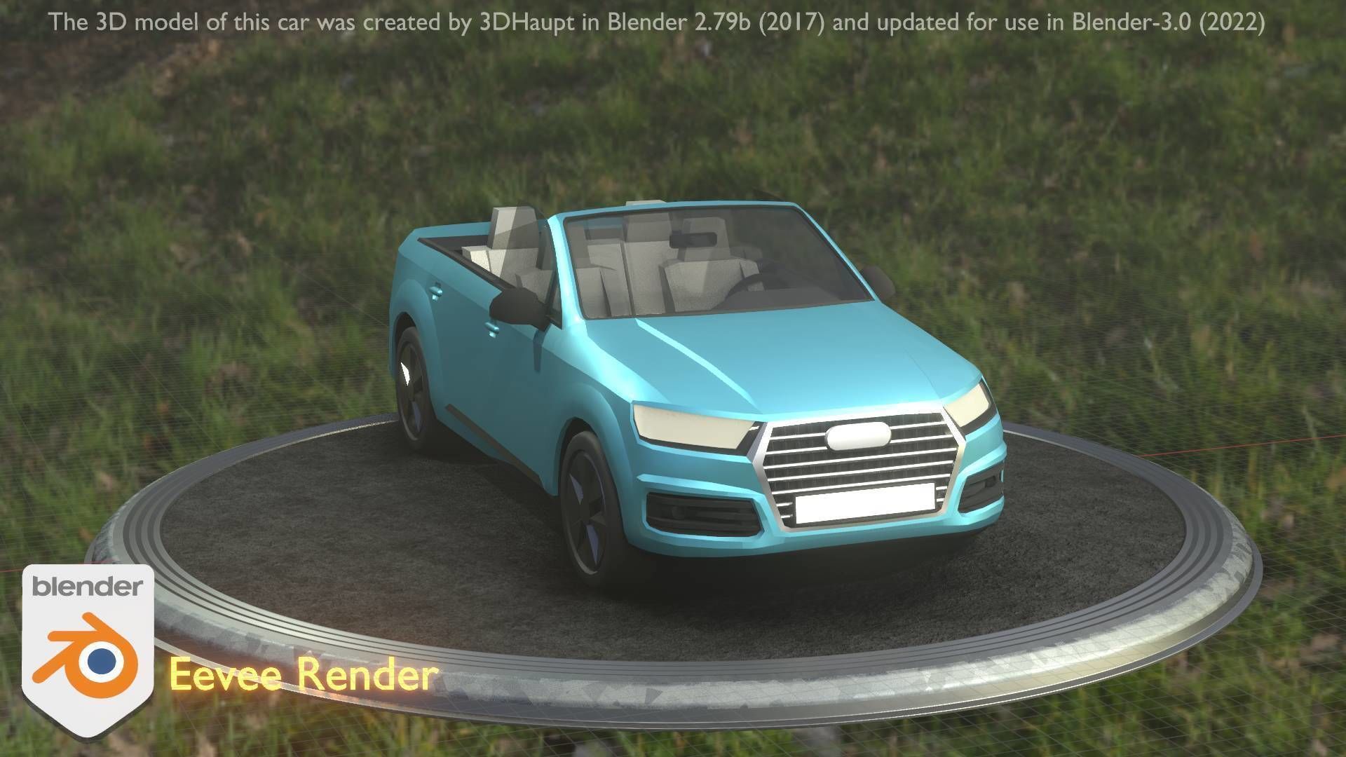 City Car 58 SUV Cabrio Open Type-B Blue Low-poly 3D model_68