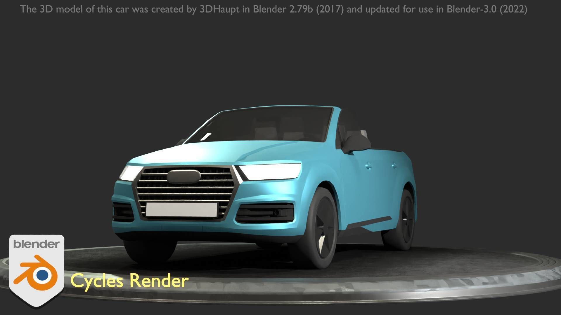 City Car 58 SUV Cabrio Open Type-B Blue Low-poly 3D model_93