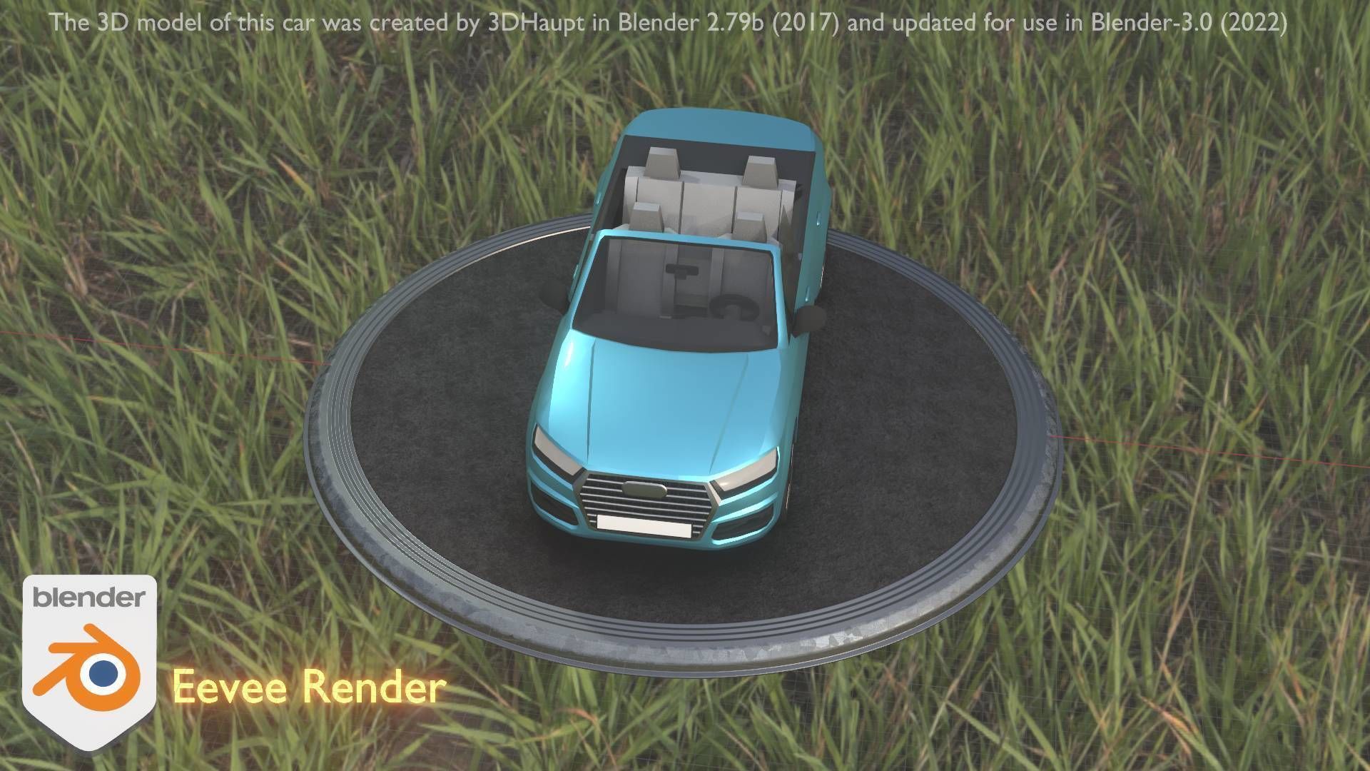 City Car 58 SUV Cabrio Open Type-B Blue Low-poly 3D model_84