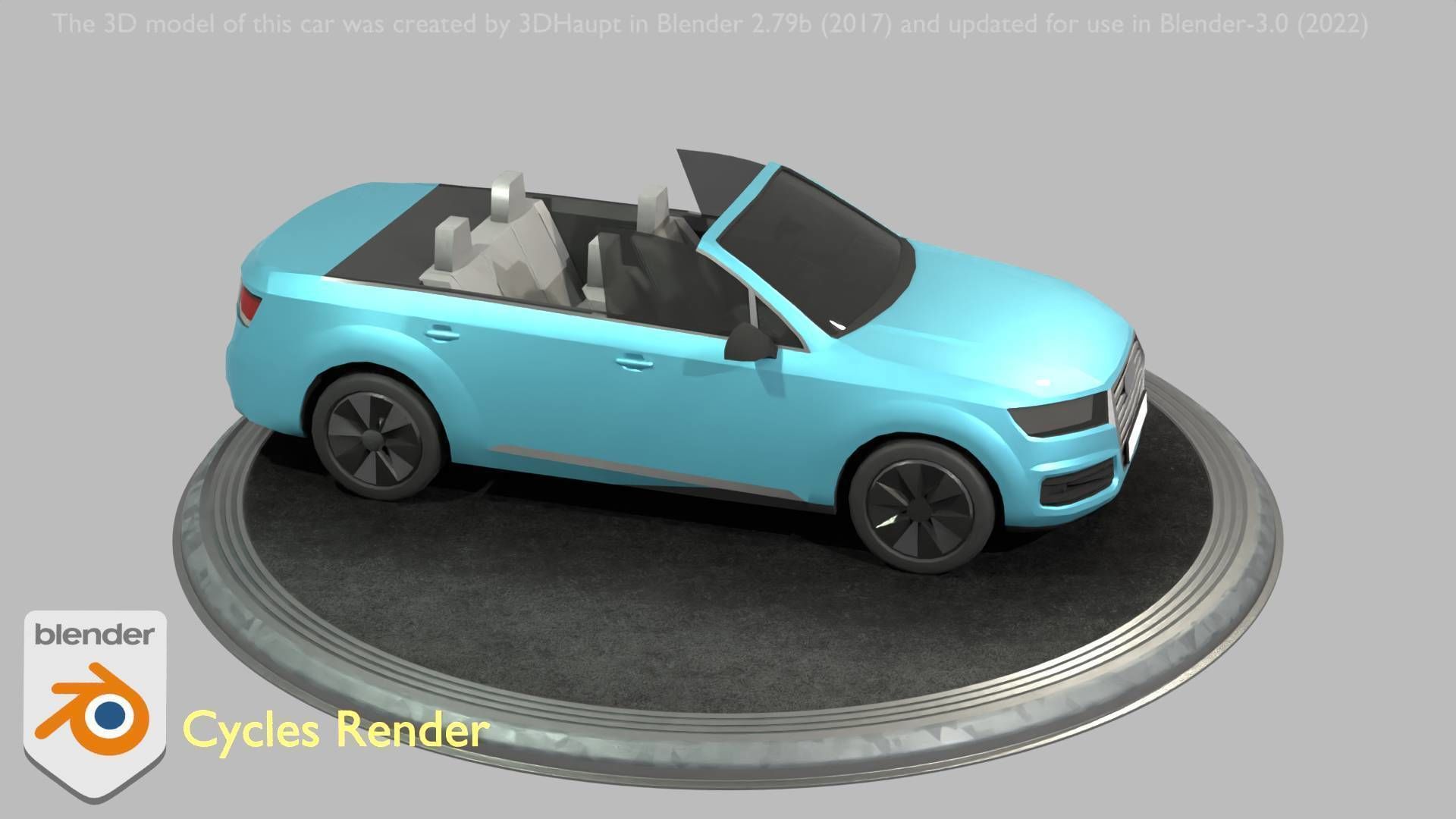 City Car 58 SUV Cabrio Open Type-B Blue Low-poly 3D model_108
