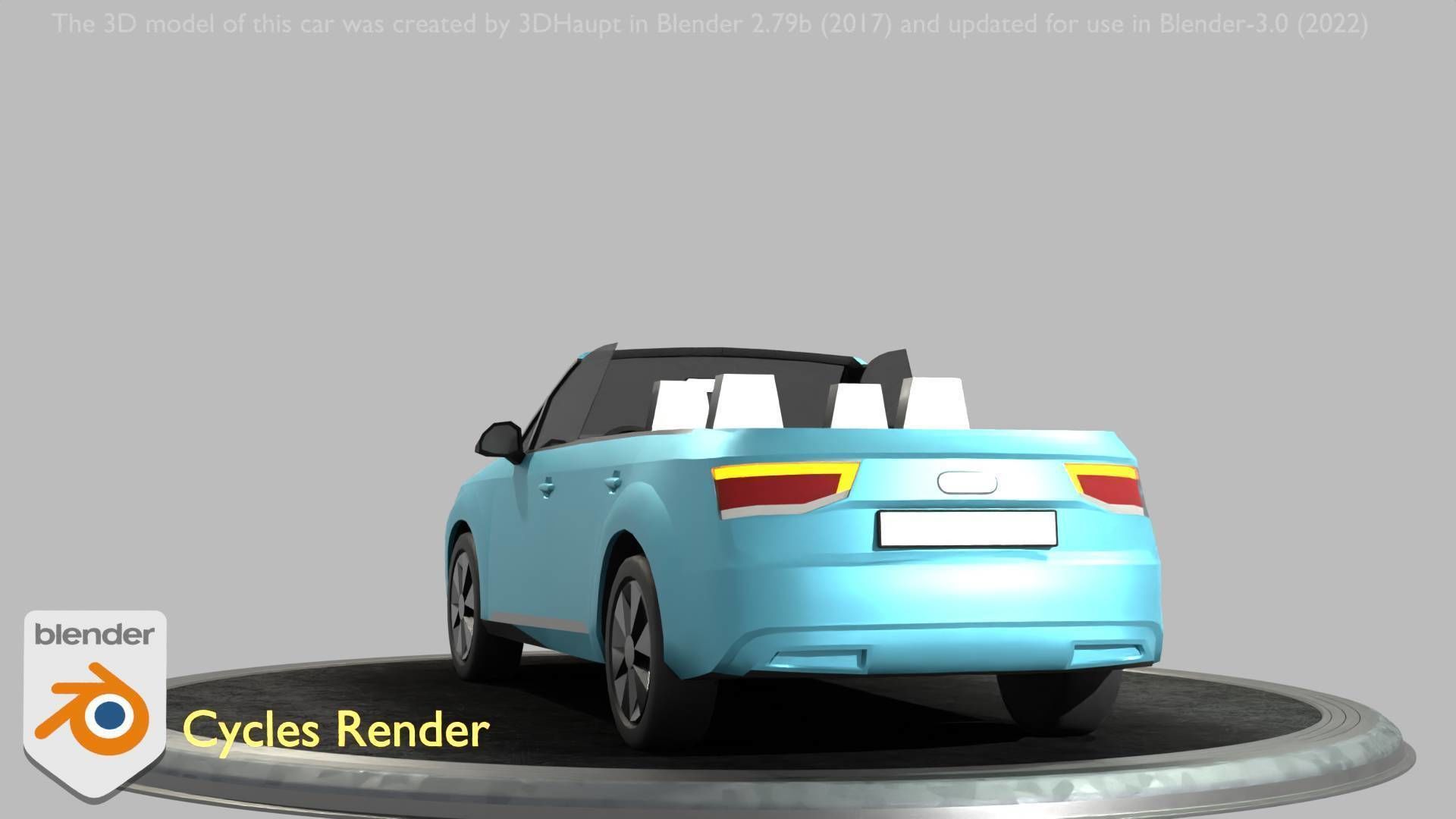 City Car 58 SUV Cabrio Open Type-B Blue Low-poly 3D model_89