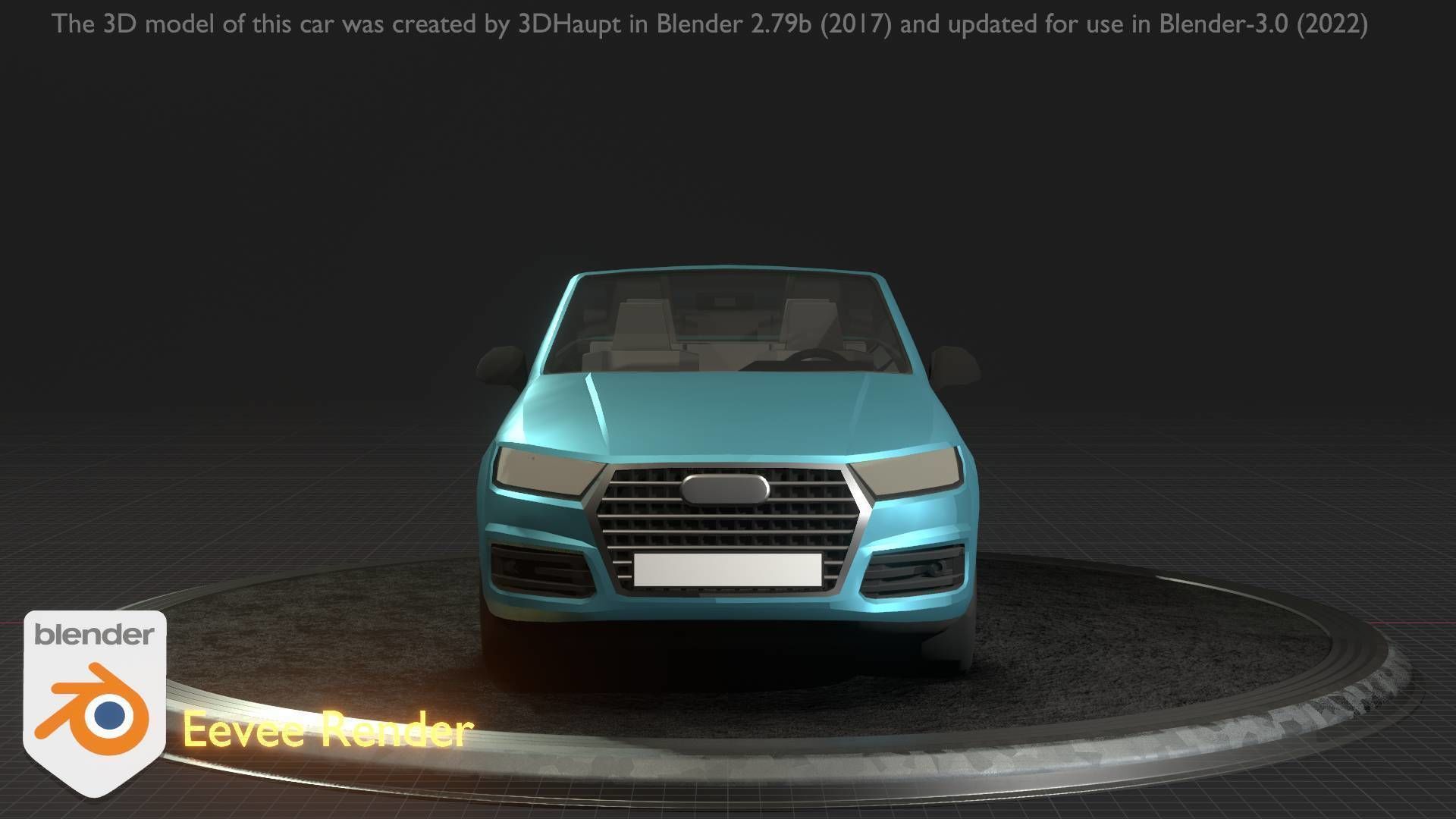 City Car 58 SUV Cabrio Open Type-B Blue Low-poly 3D model_107