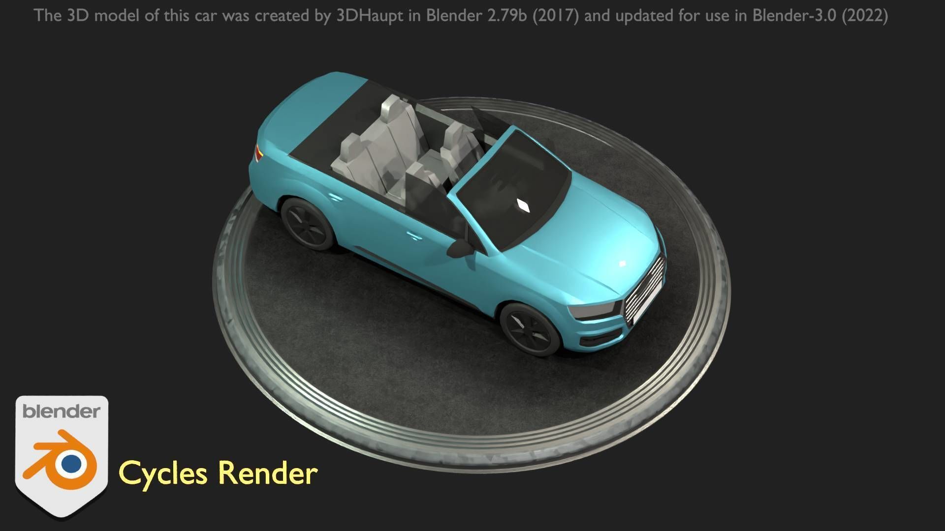 City Car 58 SUV Cabrio Open Type-B Blue Low-poly 3D model_83