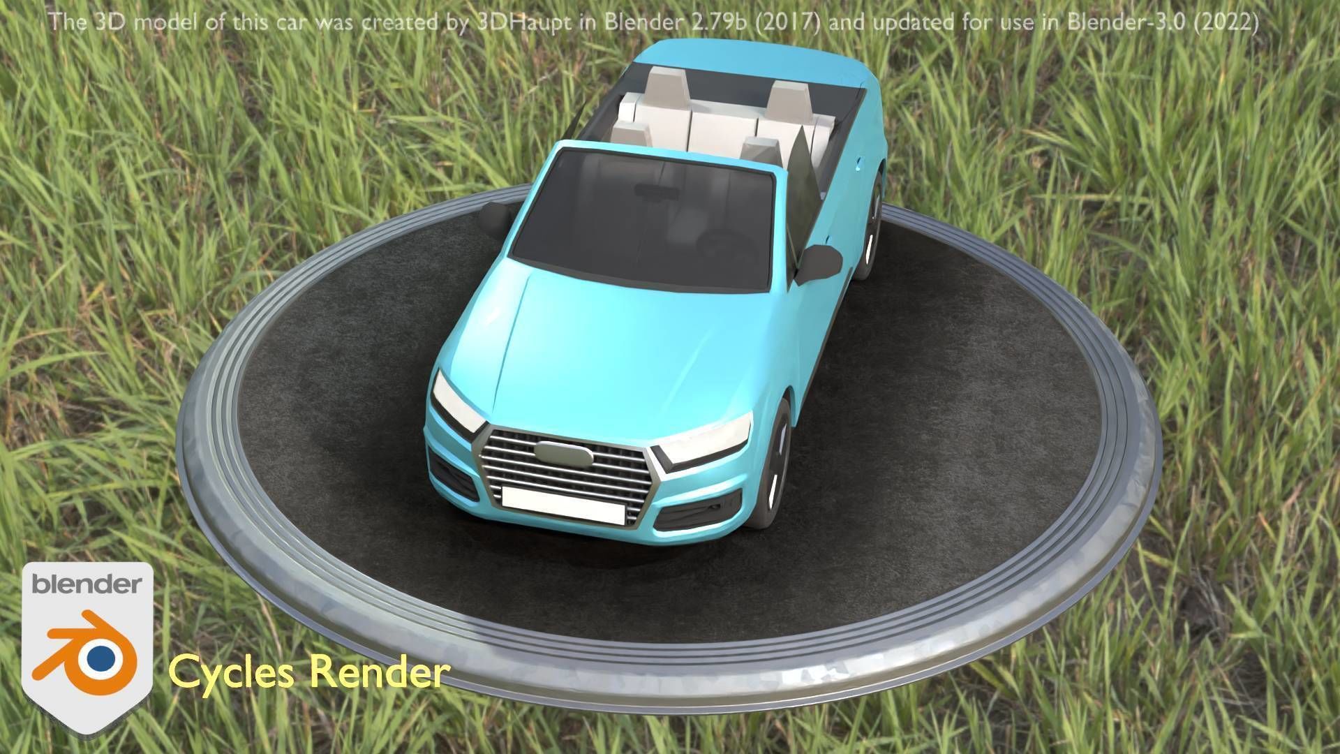 City Car 58 SUV Cabrio Open Type-B Blue Low-poly 3D model_117