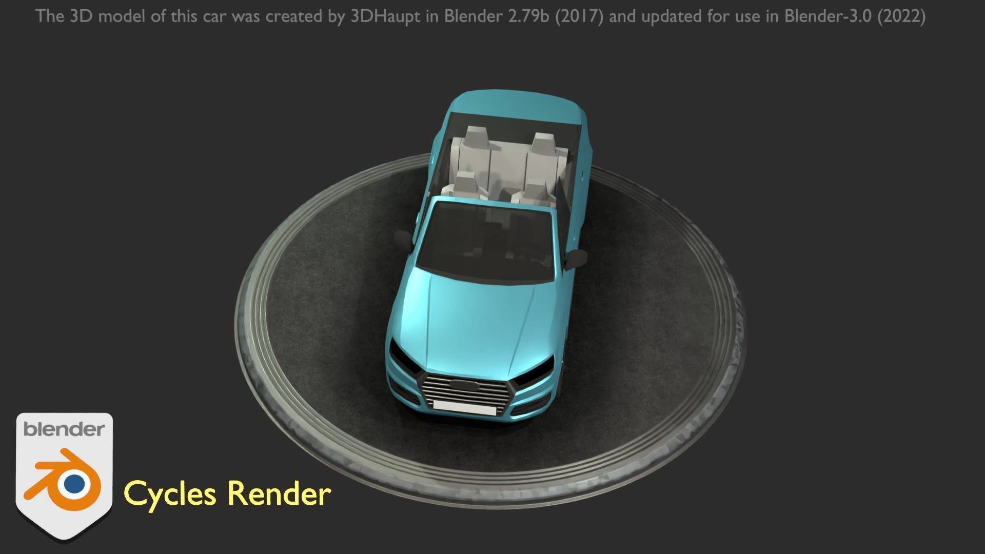 City Car 58 SUV Cabrio Open Type-B Blue Low-poly 3D model_40