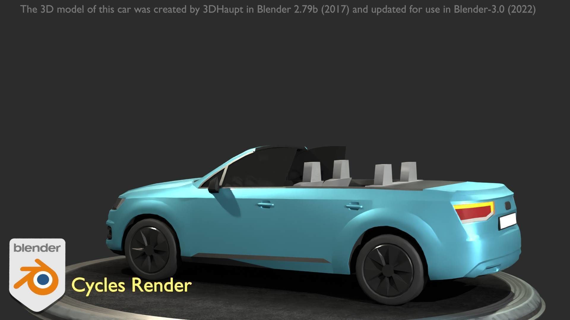 City Car 58 SUV Cabrio Open Type-B Blue Low-poly 3D model_94