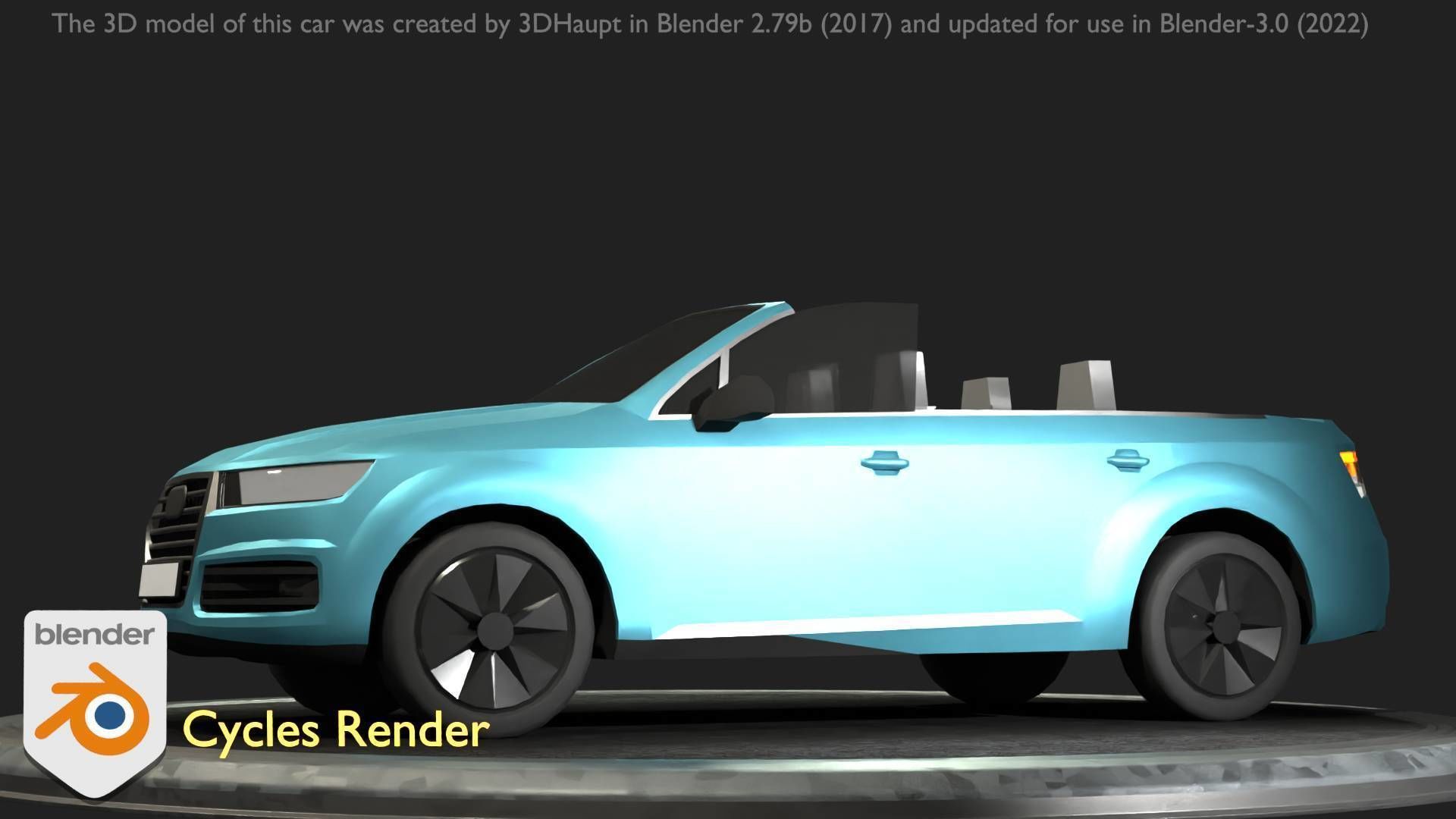 City Car 58 SUV Cabrio Open Type-B Blue Low-poly 3D model_101