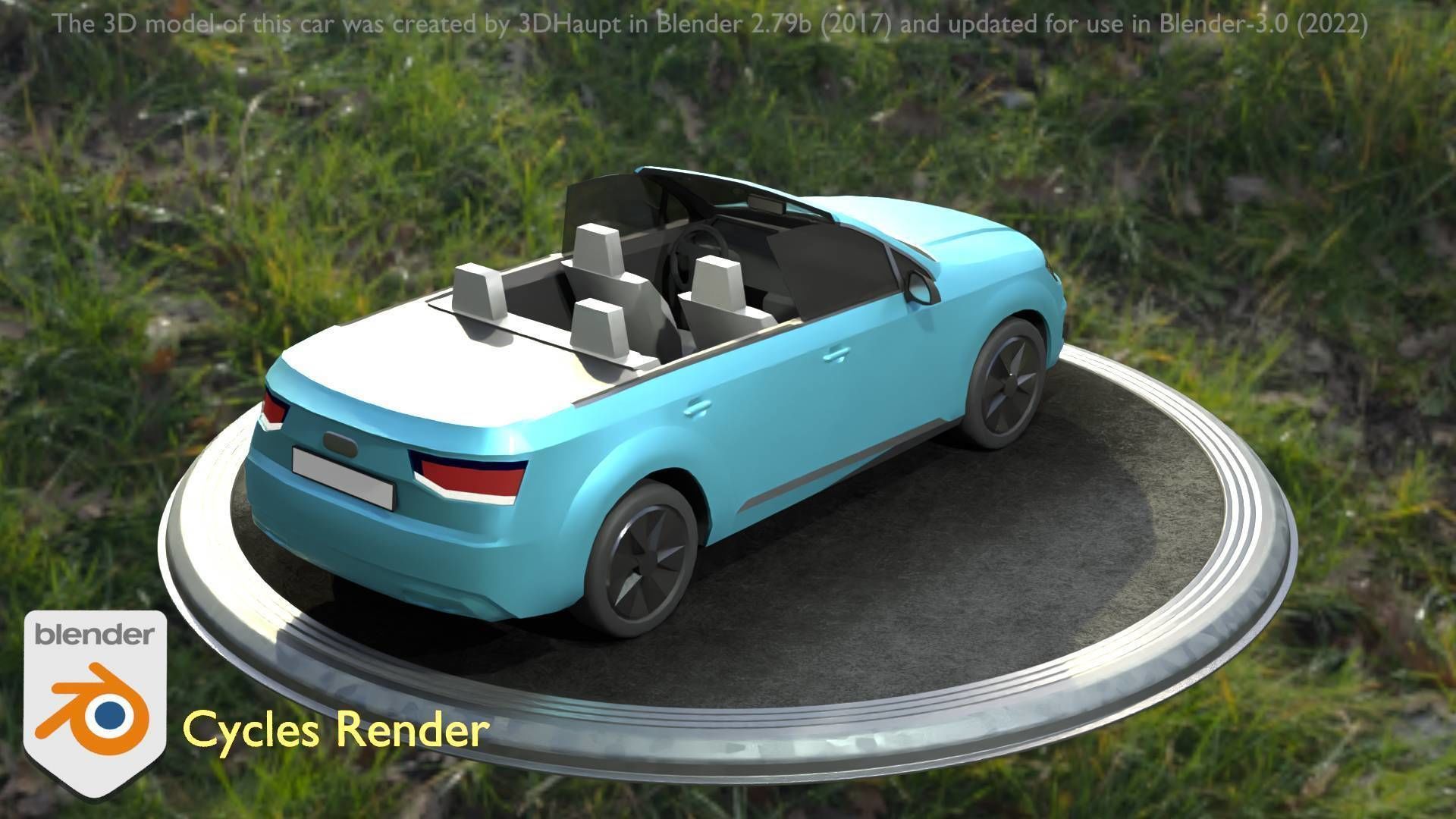 City Car 58 SUV Cabrio Open Type-B Blue Low-poly 3D model_6