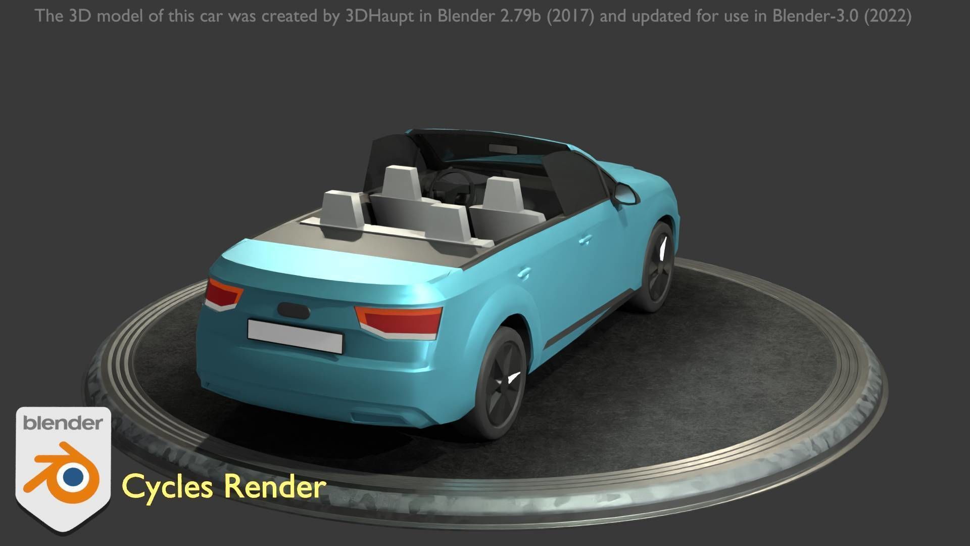 City Car 58 SUV Cabrio Open Type-B Blue Low-poly 3D model_91