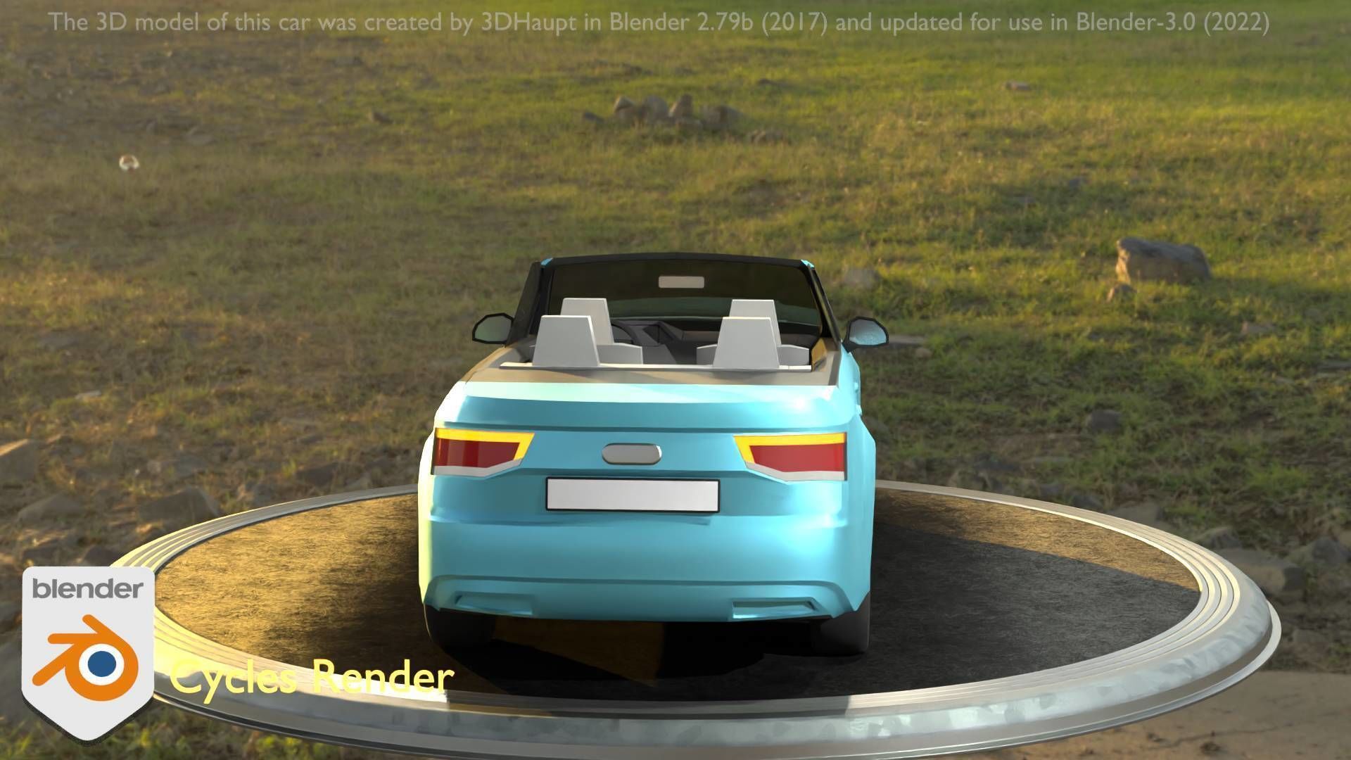 City Car 58 SUV Cabrio Open Type-B Blue Low-poly 3D model_53