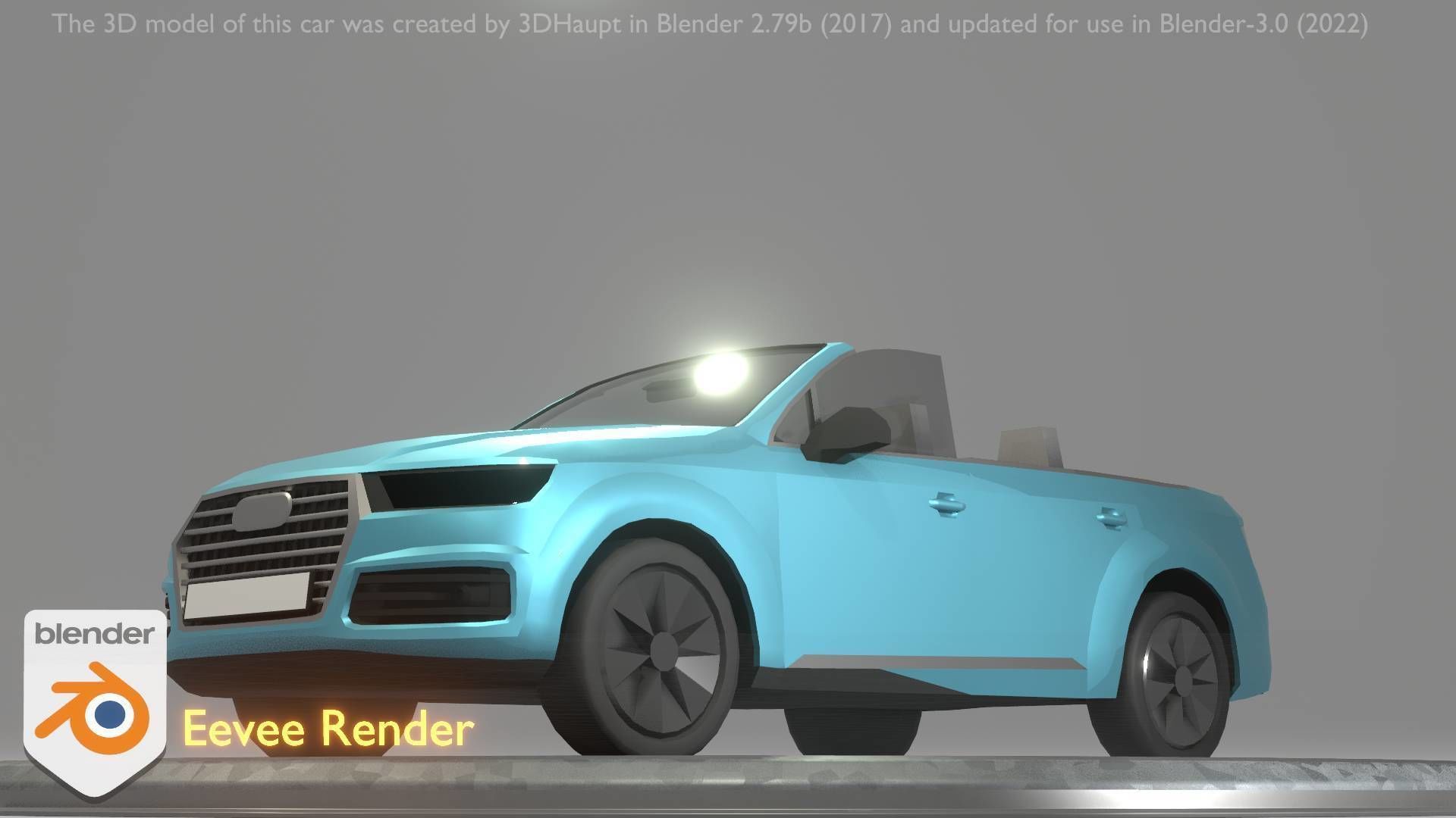 City Car 58 SUV Cabrio Open Type-B Blue Low-poly 3D model_103