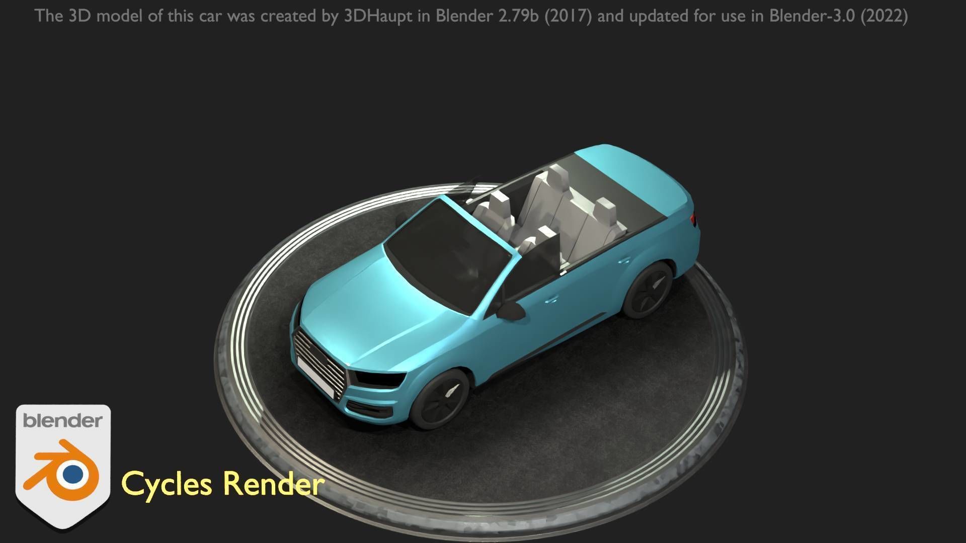 City Car 58 SUV Cabrio Open Type-B Blue Low-poly 3D model_46