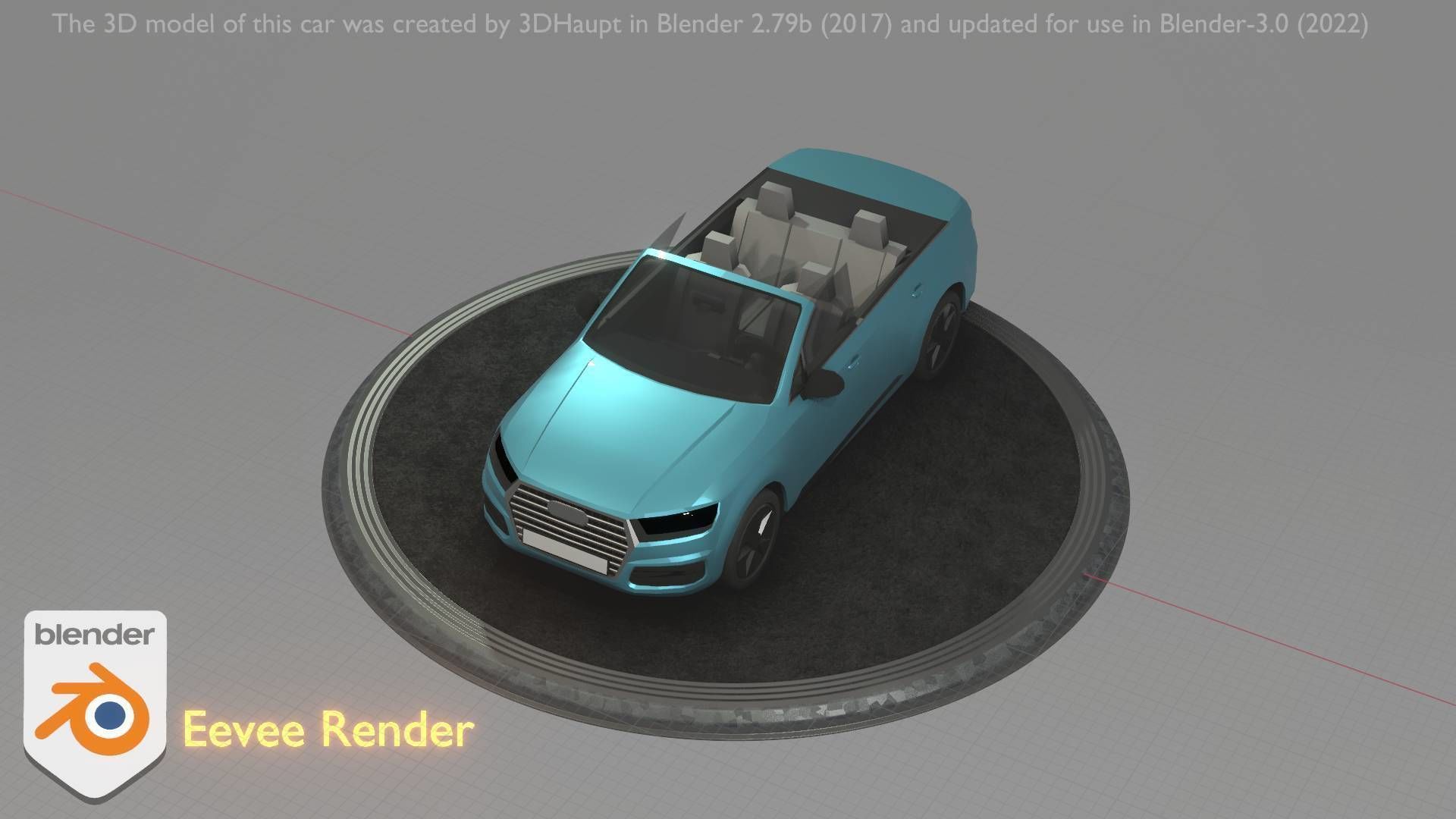 City Car 58 SUV Cabrio Open Type-B Blue Low-poly 3D model_43