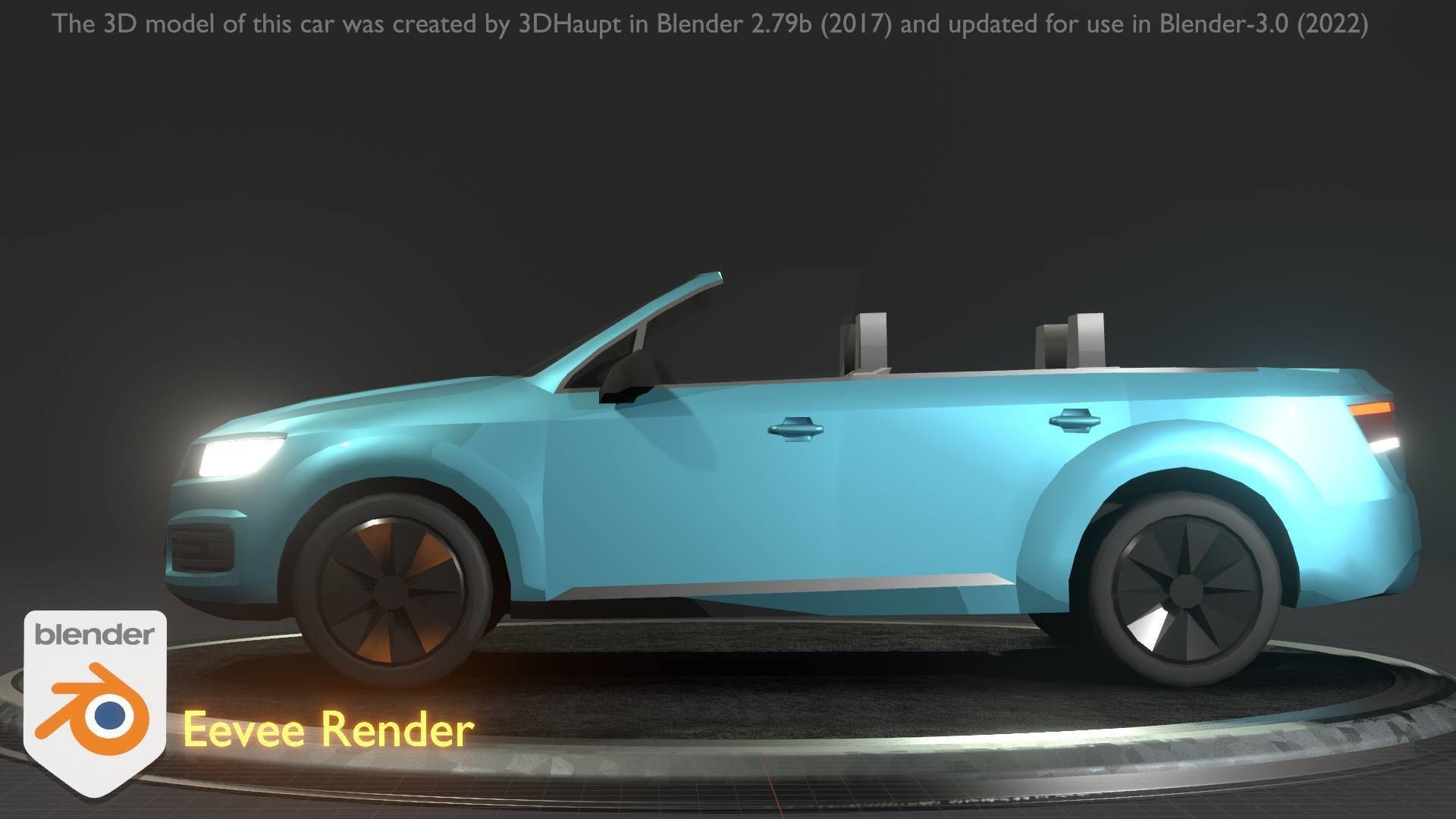 City Car 58 SUV Cabrio Open Type-B Blue Low-poly 3D model_110