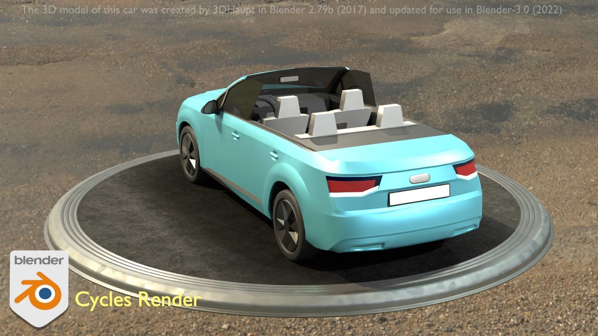 City Car 58 SUV Cabrio Open Type-B Blue Low-poly 3D model_106