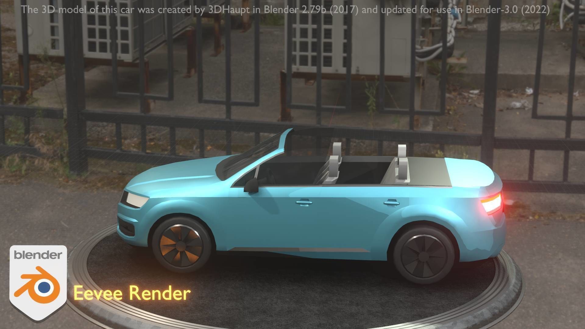 City Car 58 SUV Cabrio Open Type-B Blue Low-poly 3D model_88