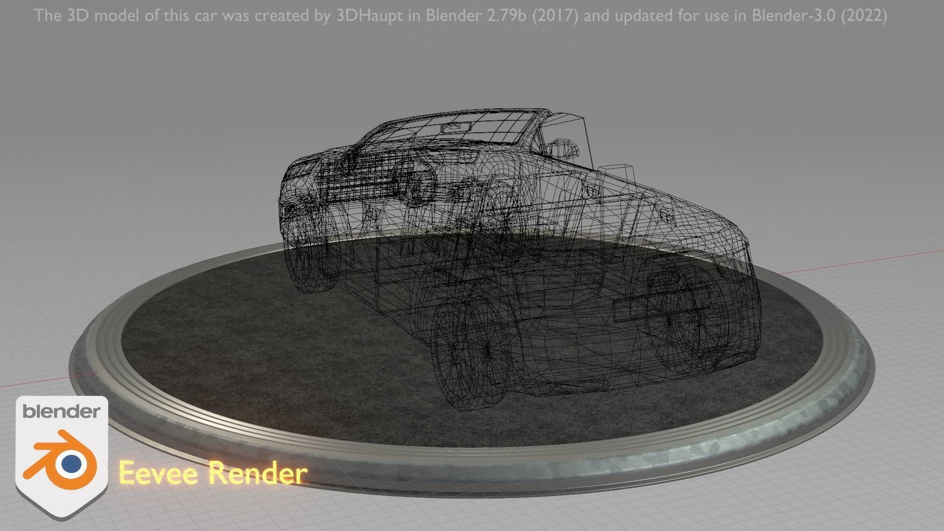 City Car 58 SUV Cabrio Open Type-B Blue Low-poly 3D model_67