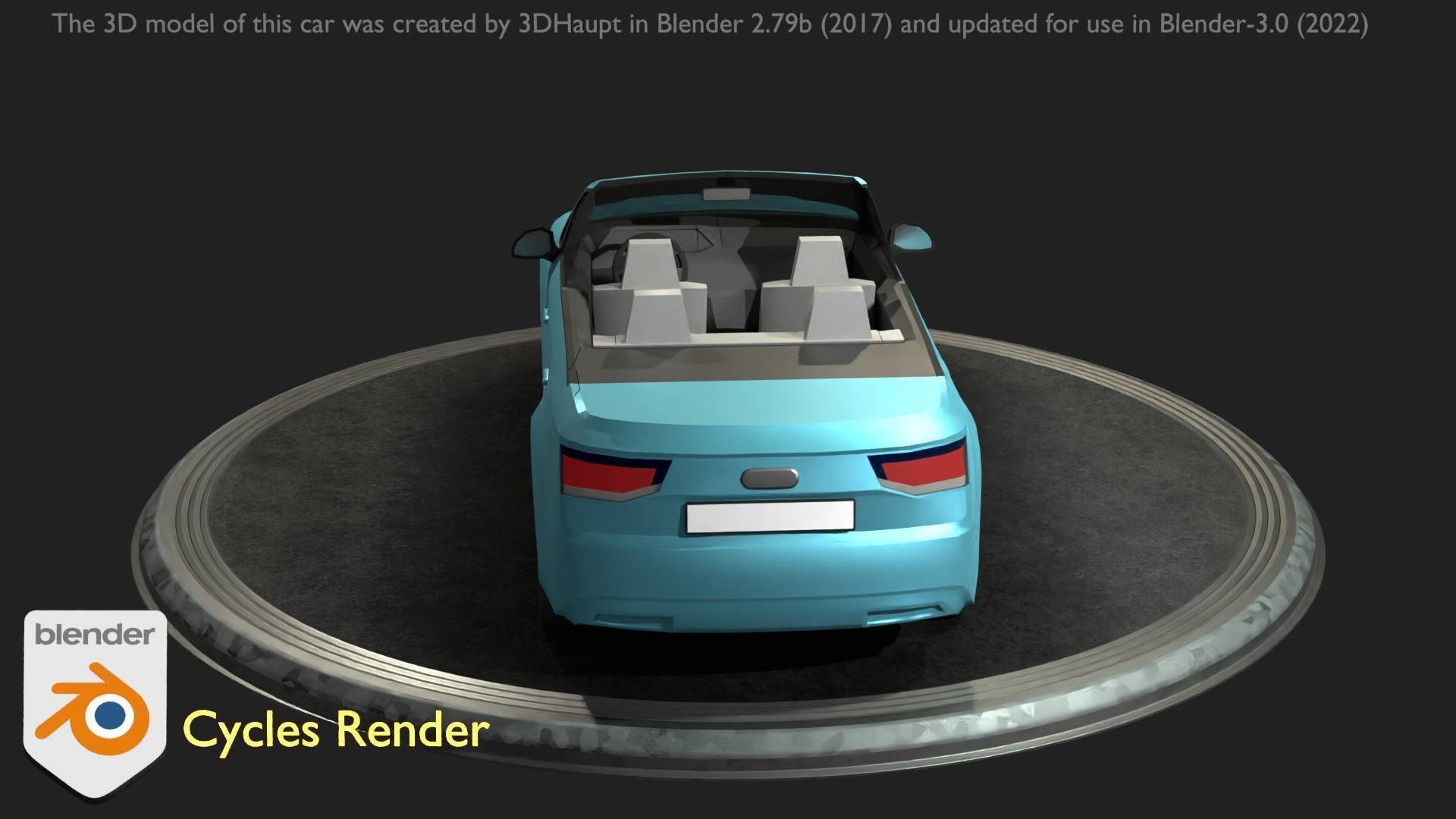 City Car 58 SUV Cabrio Open Type-B Blue Low-poly 3D model_25
