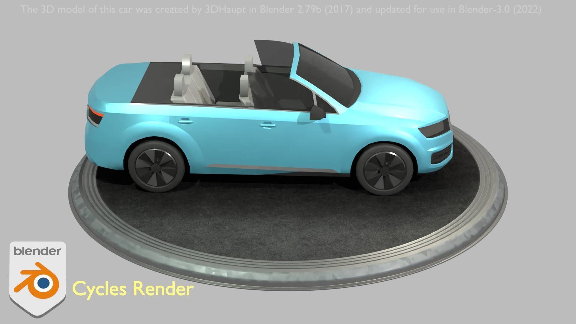 City Car 58 SUV Cabrio Open Type-B Blue Low-poly 3D model_58