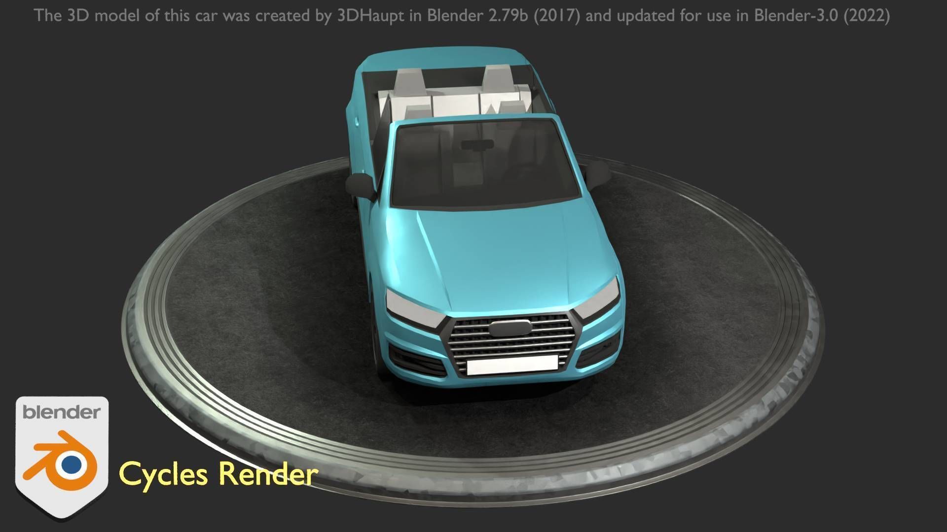 City Car 58 SUV Cabrio Open Type-B Blue Low-poly 3D model_96