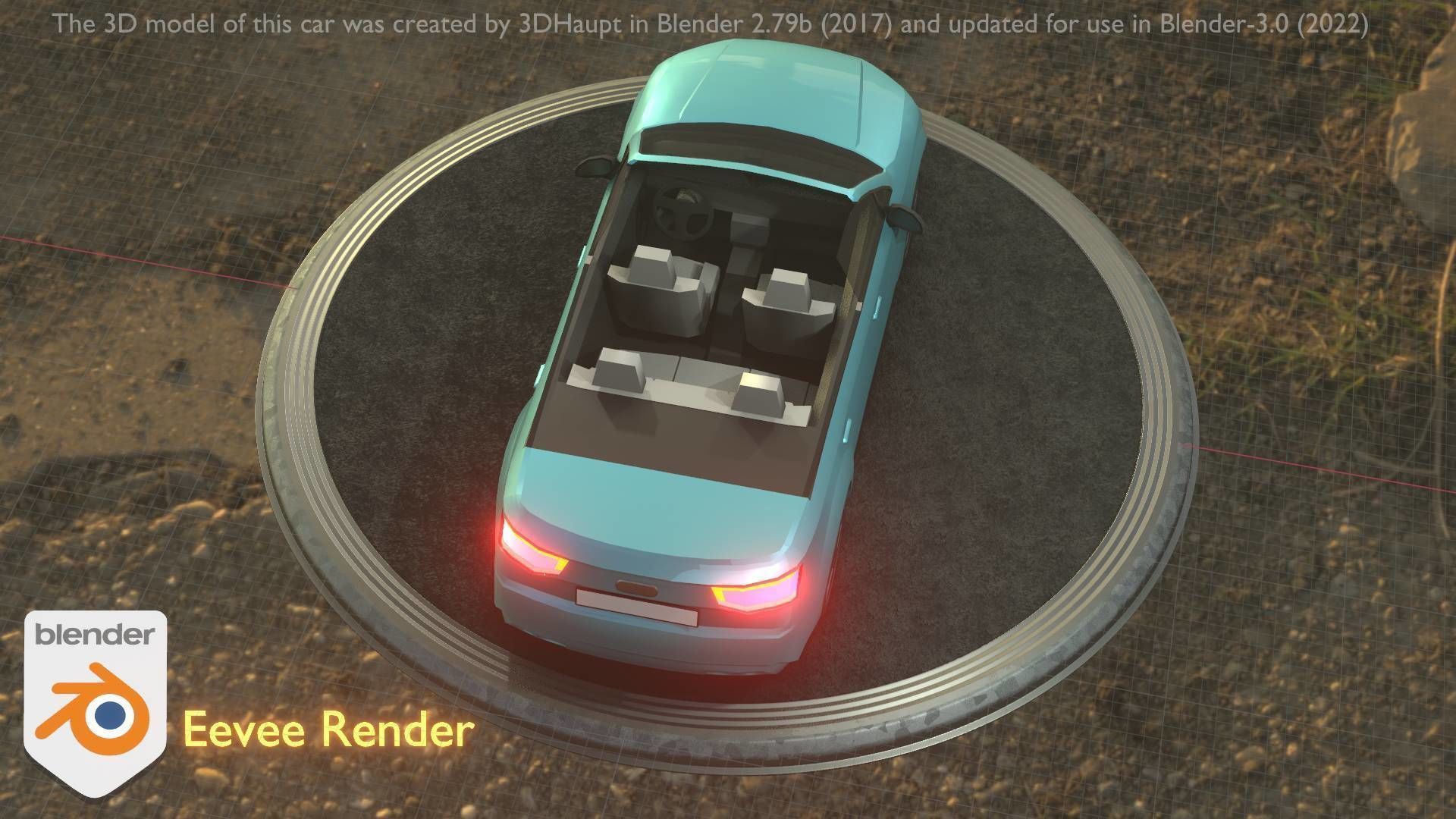 City Car 58 SUV Cabrio Open Type-B Blue Low-poly 3D model_113