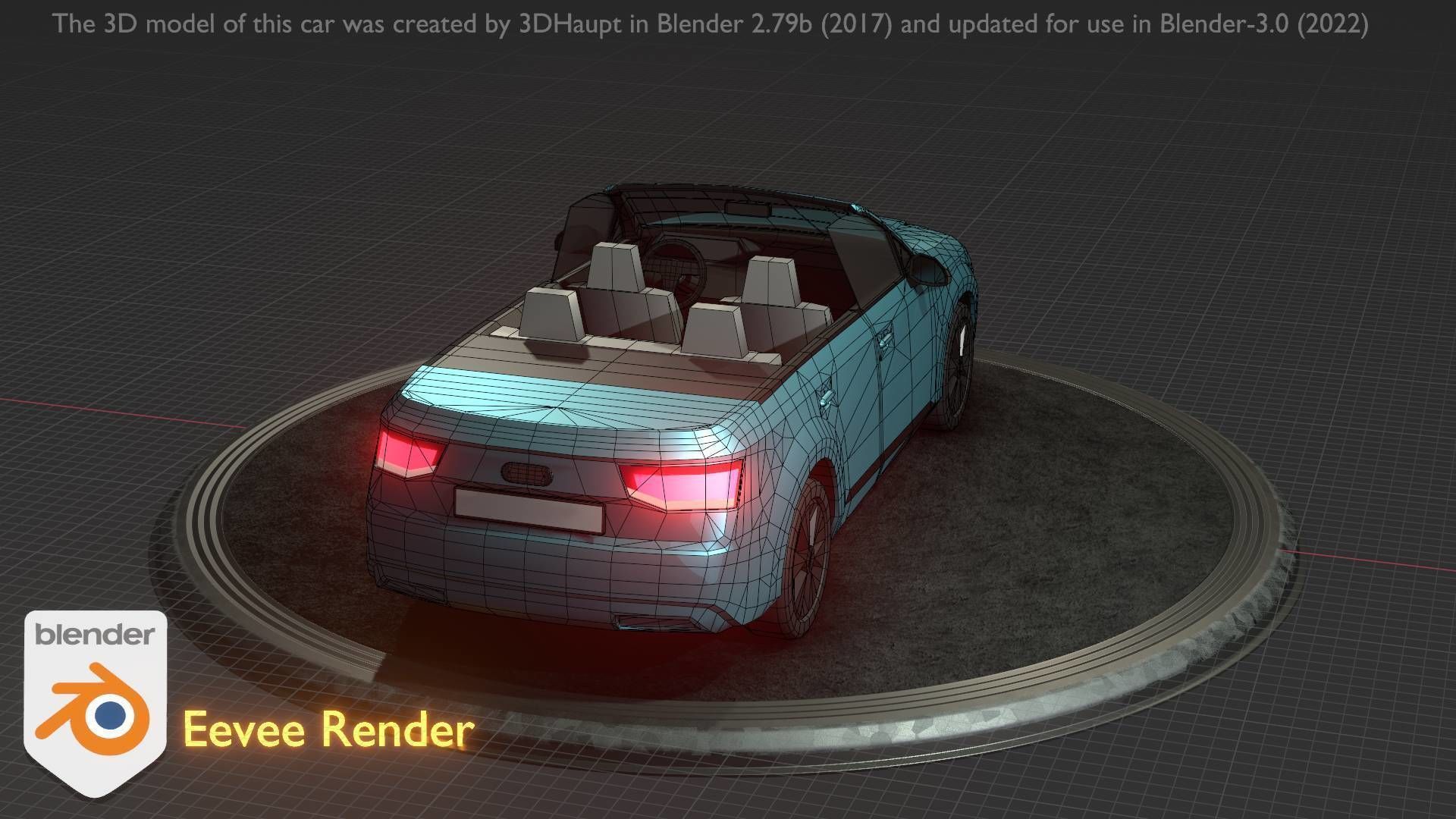 City Car 58 SUV Cabrio Open Type-B Blue Low-poly 3D model_76