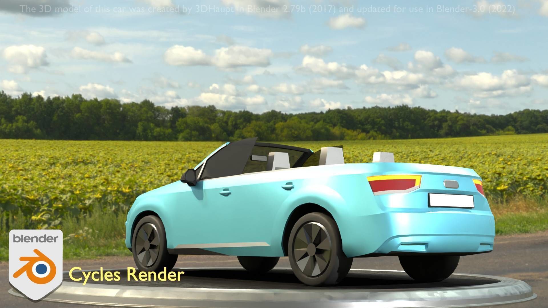City Car 58 SUV Cabrio Open Type-B Blue Low-poly 3D model_49