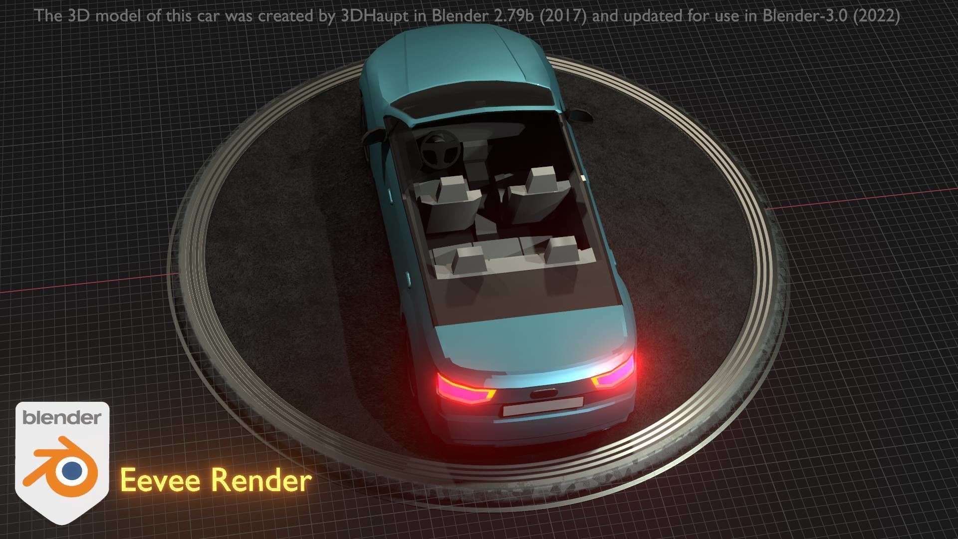 City Car 58 SUV Cabrio Open Type-B Blue Low-poly 3D model_35