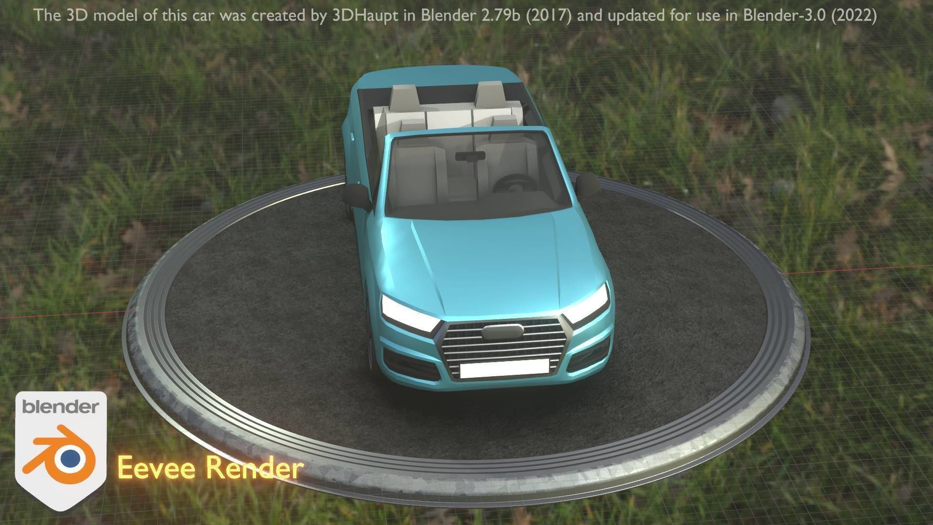 City Car 58 SUV Cabrio Open Type-B Blue Low-poly 3D model_115