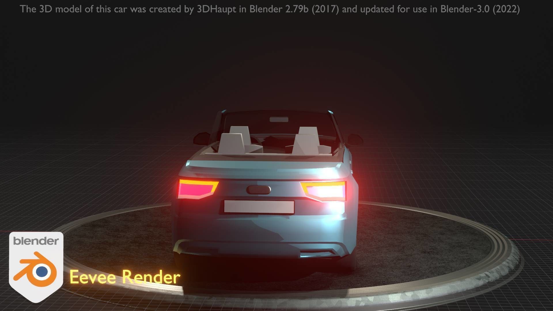 City Car 58 SUV Cabrio Open Type-B Blue Low-poly 3D model_92