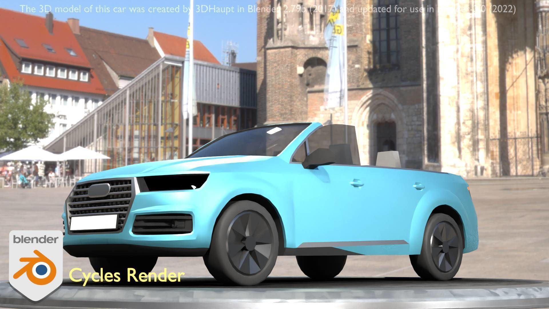 City Car 58 SUV Cabrio Open Type-B Blue Low-poly 3D model_59