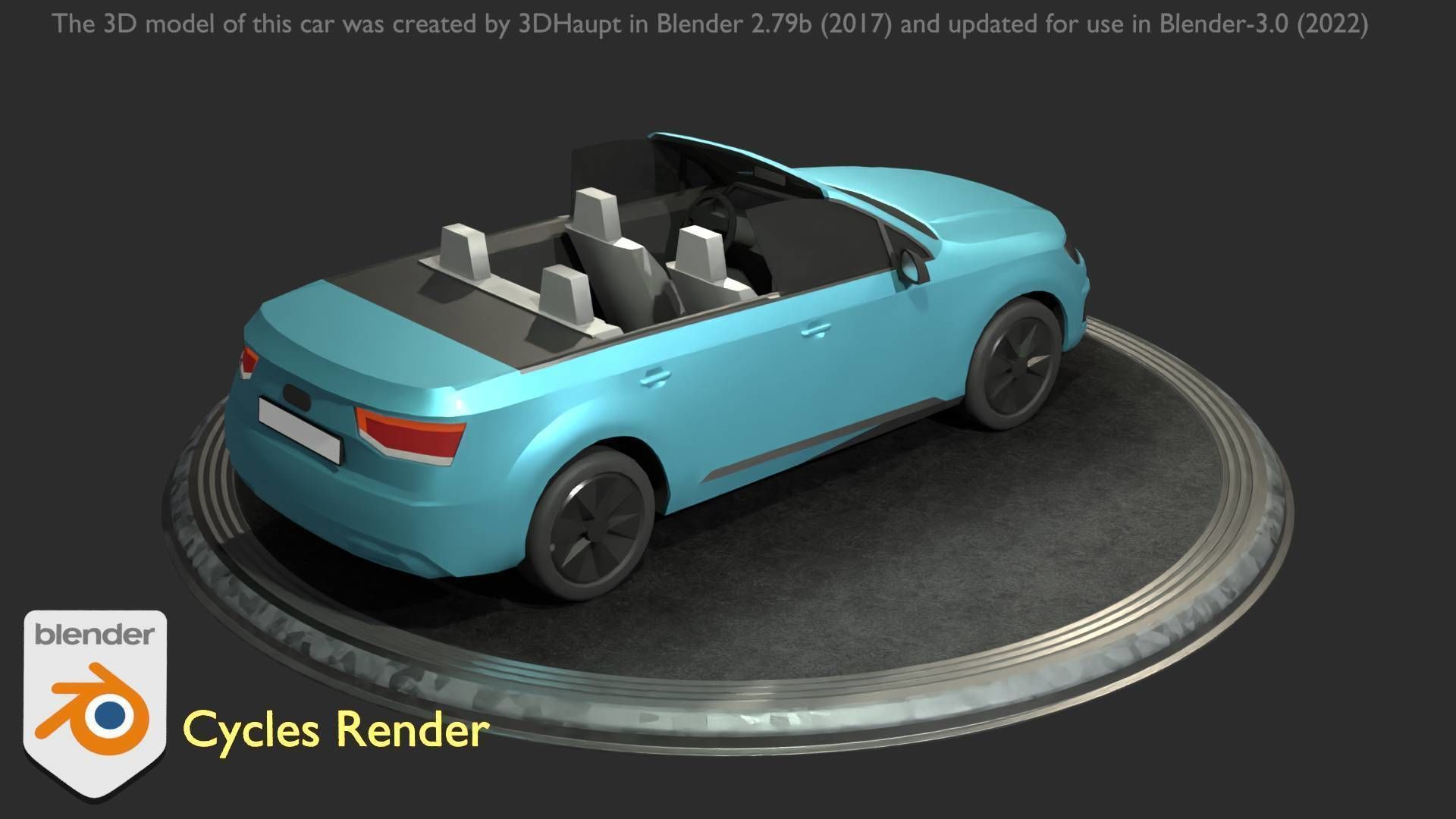 City Car 58 SUV Cabrio Open Type-B Blue Low-poly 3D model_52