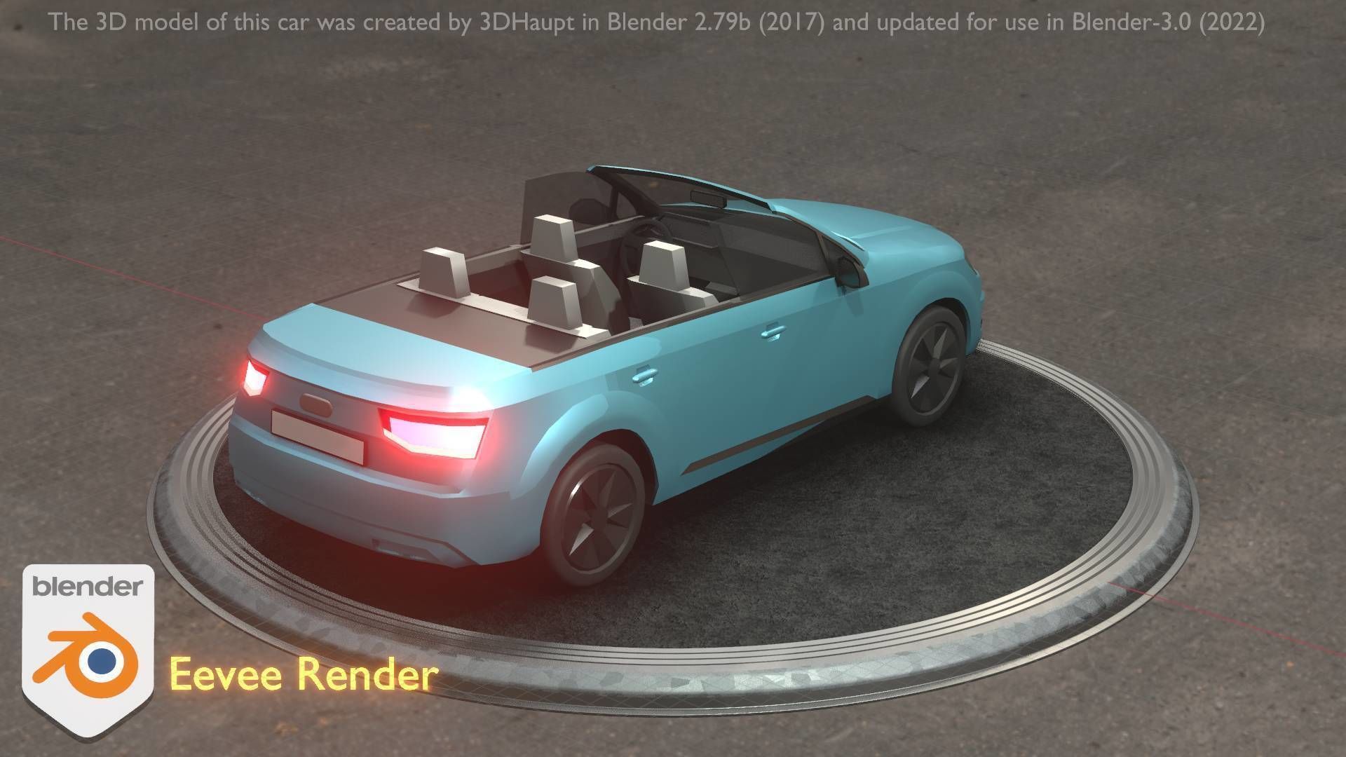 City Car 58 SUV Cabrio Open Type-B Blue Low-poly 3D model_109