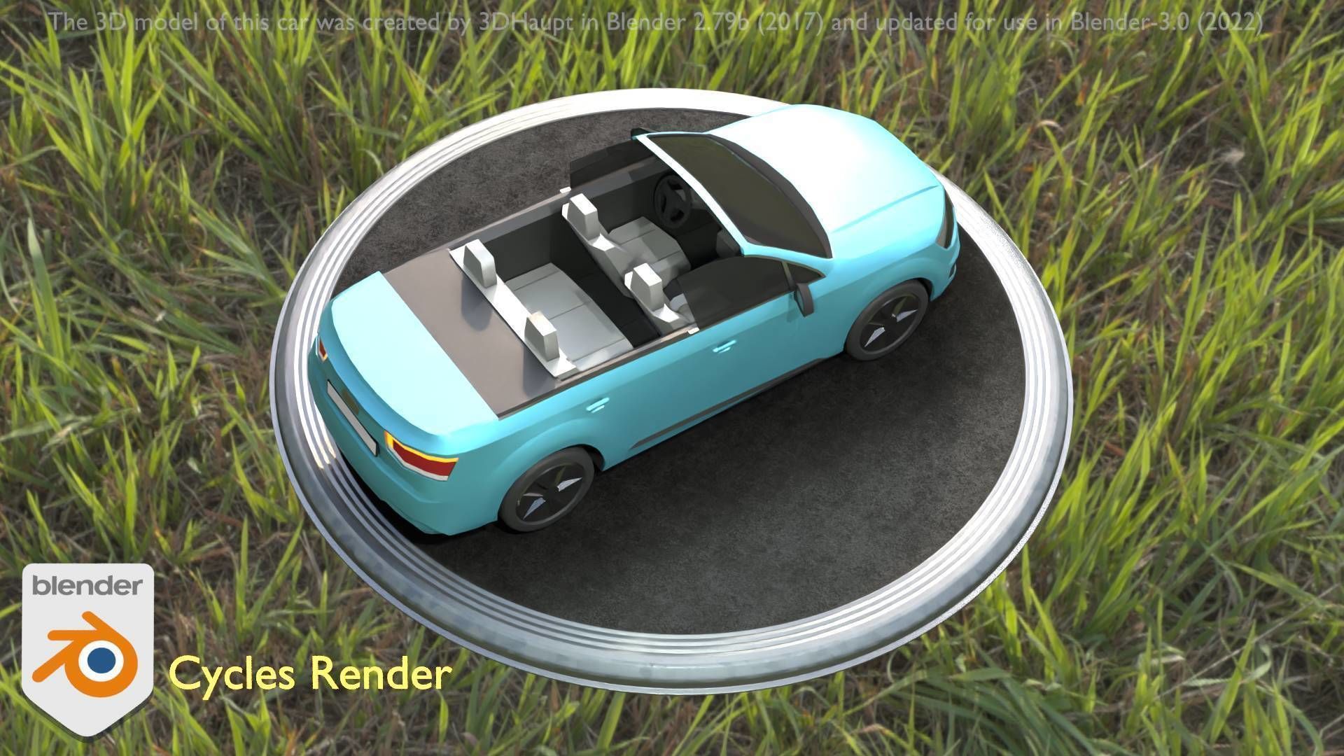 City Car 58 SUV Cabrio Open Type-B Blue Low-poly 3D model_38