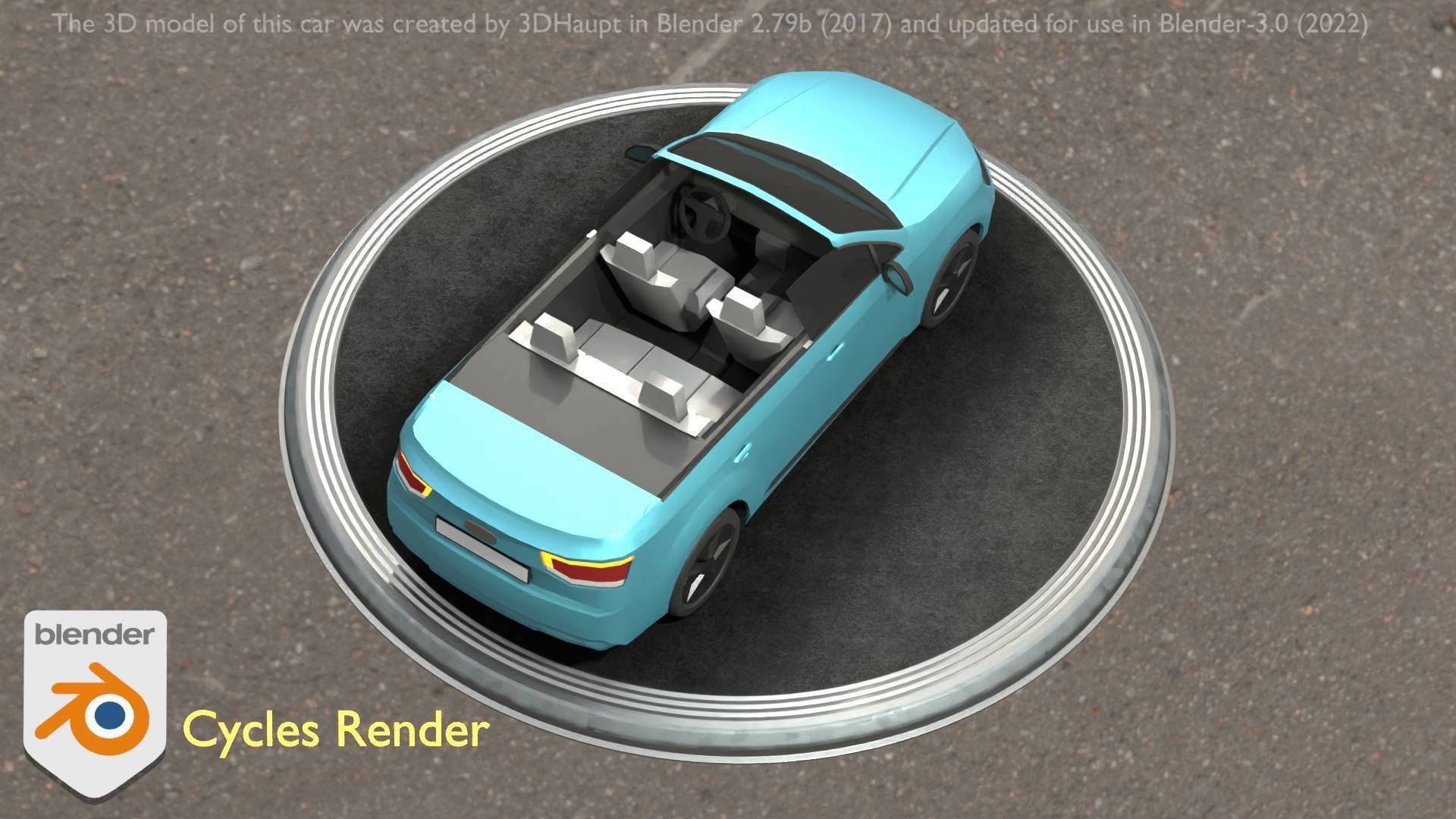 City Car 58 SUV Cabrio Open Type-B Blue Low-poly 3D model_81