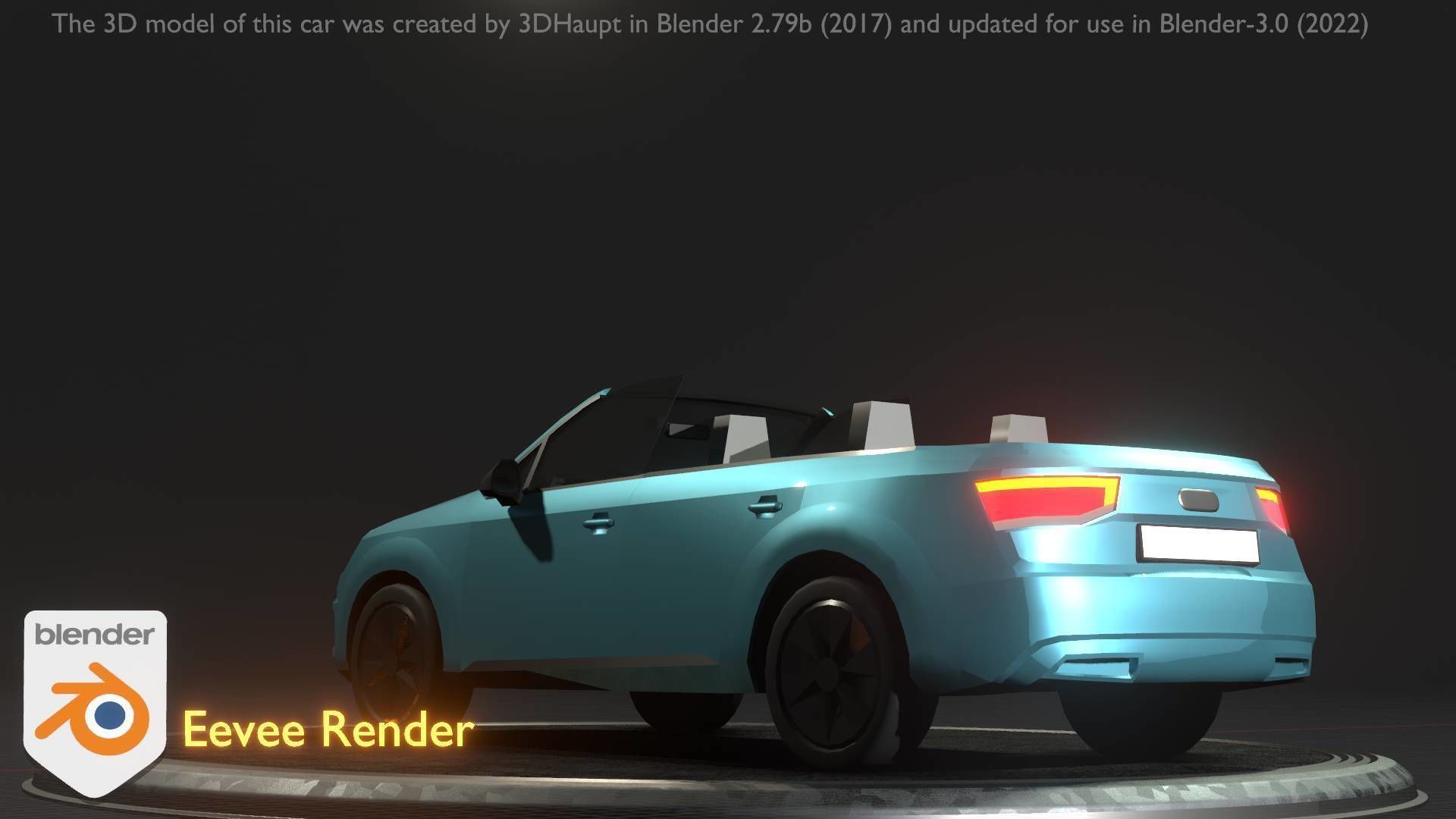 City Car 58 SUV Cabrio Open Type-B Blue Low-poly 3D model_97