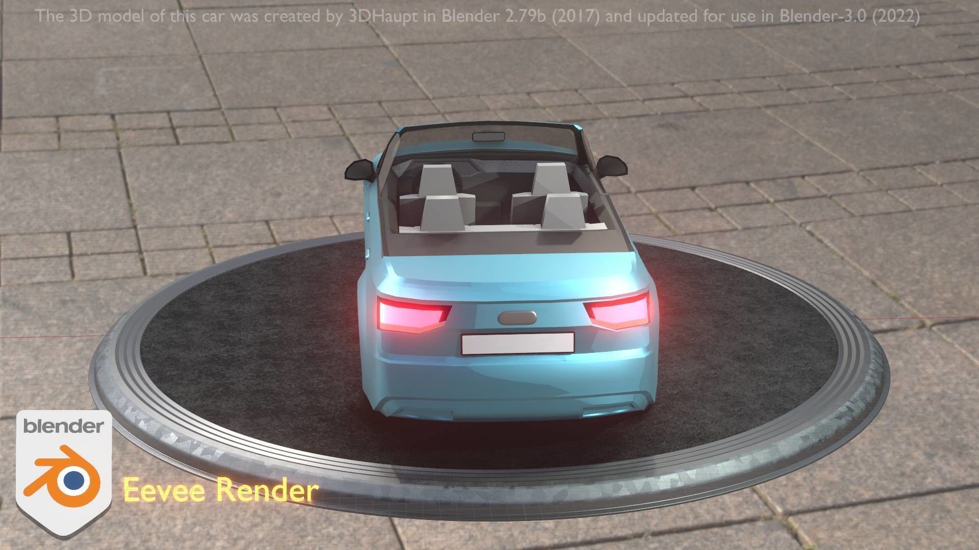 City Car 58 SUV Cabrio Open Type-B Blue Low-poly 3D model_112