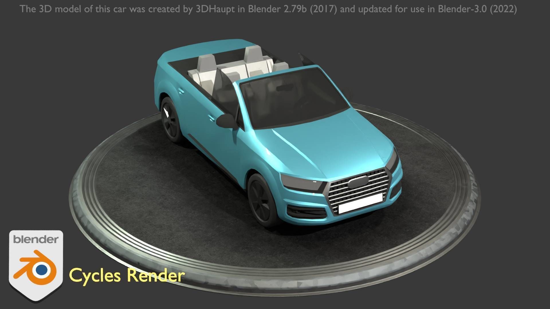 City Car 58 SUV Cabrio Open Type-B Blue Low-poly 3D model_111