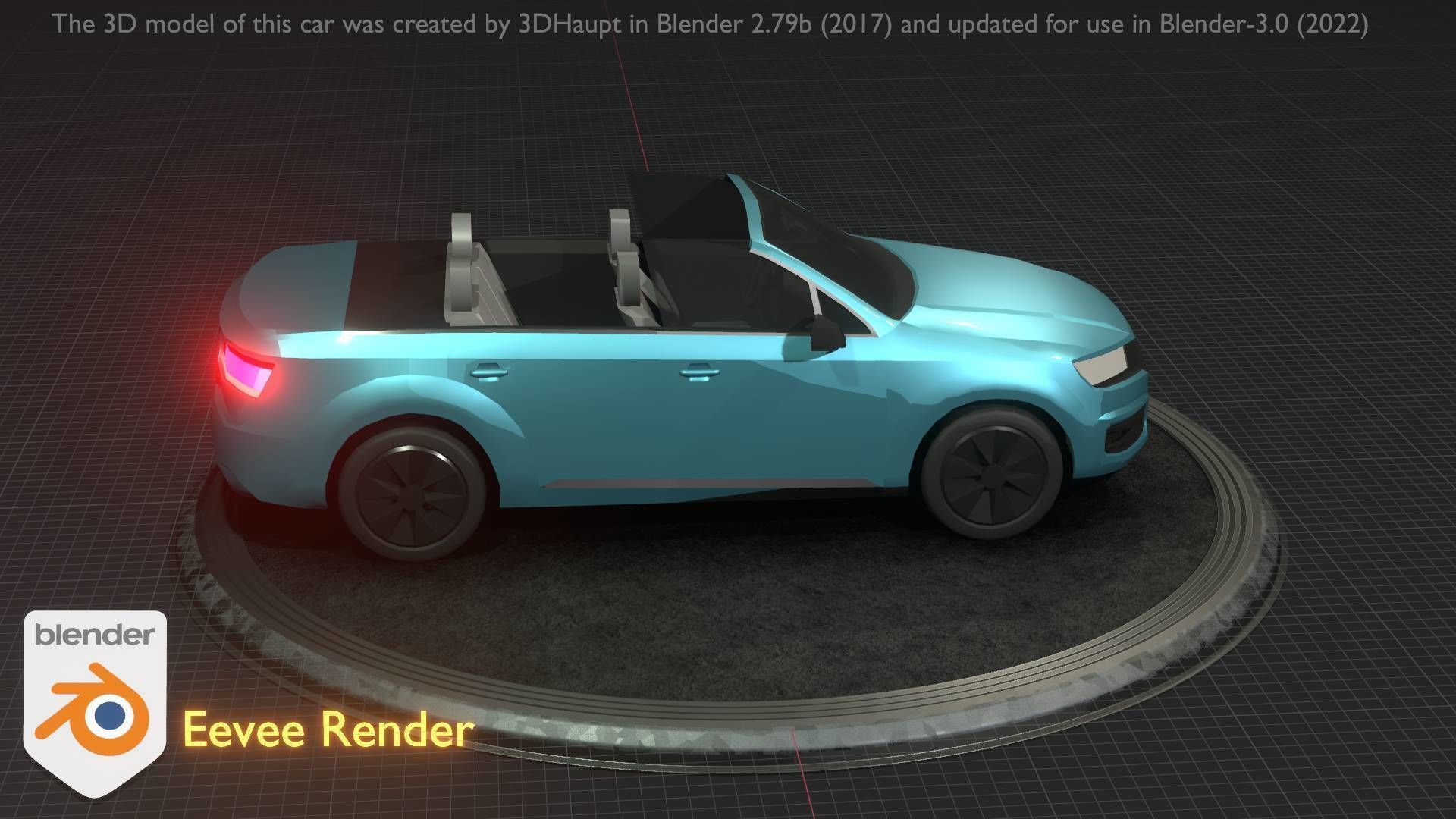 City Car 58 SUV Cabrio Open Type-B Blue Low-poly 3D model_116