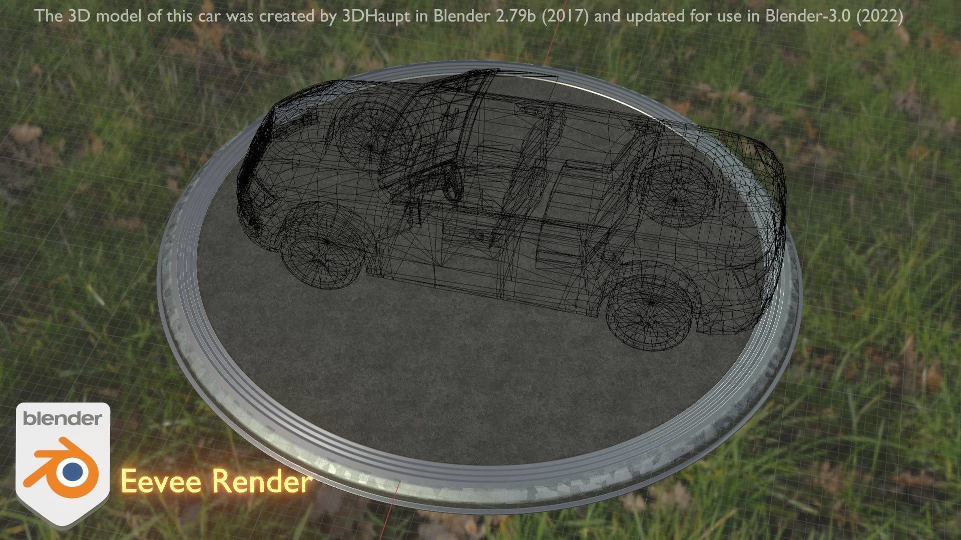 City Car 58 SUV Cabrio Open Type-B Blue Low-poly 3D model_73