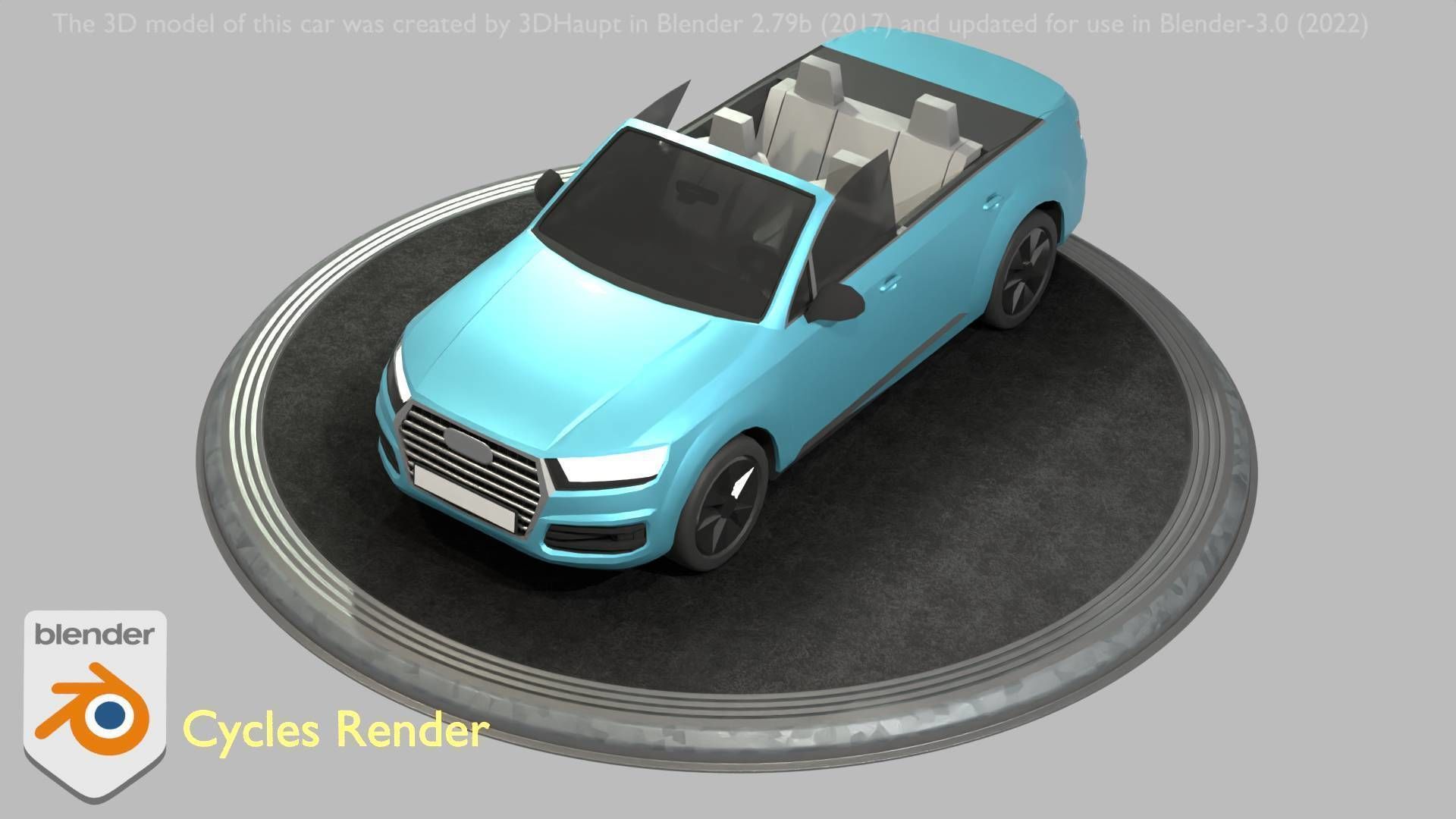City Car 58 SUV Cabrio Open Type-B Blue Low-poly 3D model_74
