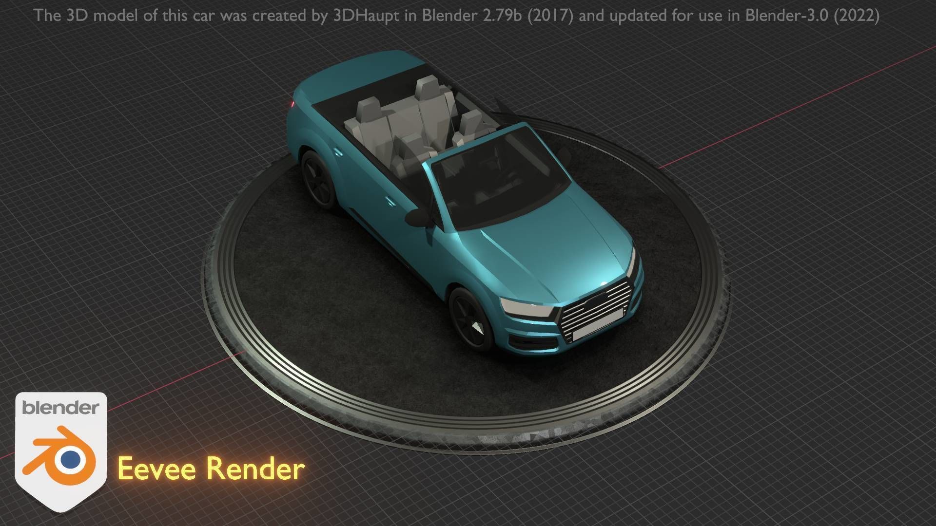 City Car 58 SUV Cabrio Open Type-B Blue Low-poly 3D model_85