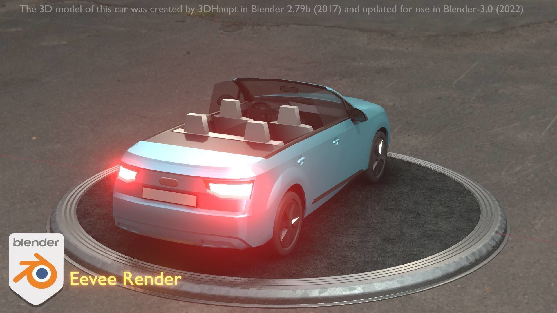 City Car 58 SUV Cabrio Open Type-B Blue Low-poly 3D model_7
