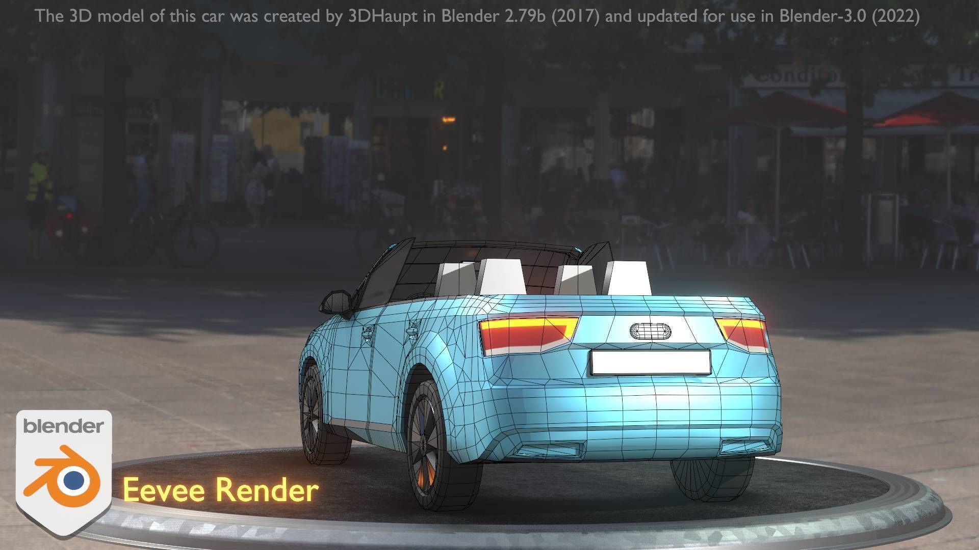 City Car 58 SUV Cabrio Open Type-B Blue Low-poly 3D model_16