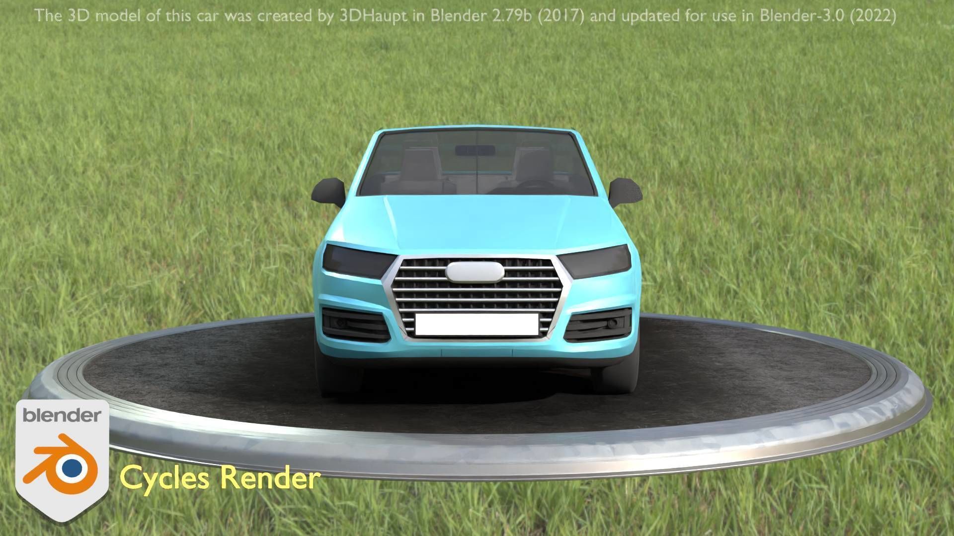 City Car 58 SUV Cabrio Open Type-B Blue Low-poly 3D model_65