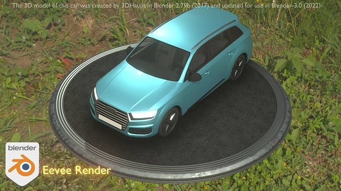 City Car 59 SUV Type-B Blue Low-poly 3D model
