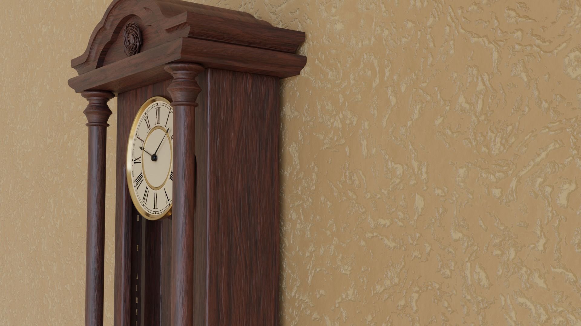 Pendulum wall clock 3D model_1