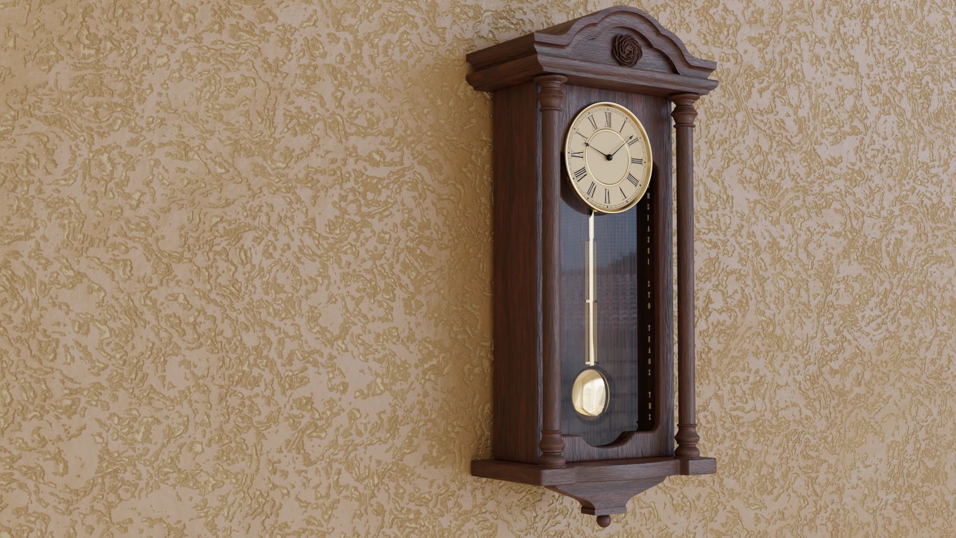 Pendulum wall clock 3D model_2