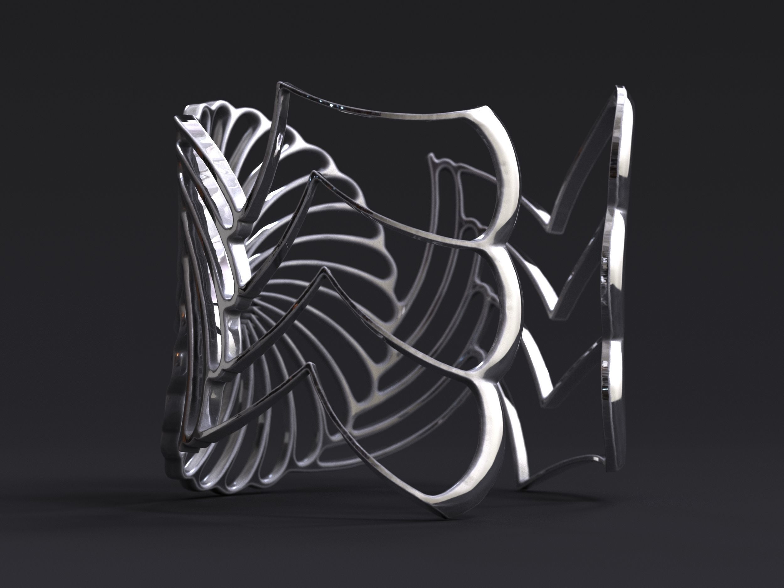 Radial Lattice Bracelet printable 3d model 3D print model_10
