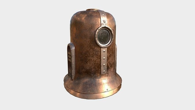 Old Diving Helmet C01 Copper - Character Design Fashion Low-poly 3D model
